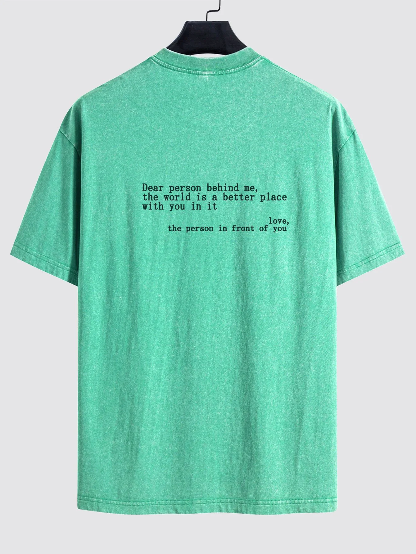 Slogan Print Gewaschenes Distressed Drop Shoulder T-Shirt - Image 13