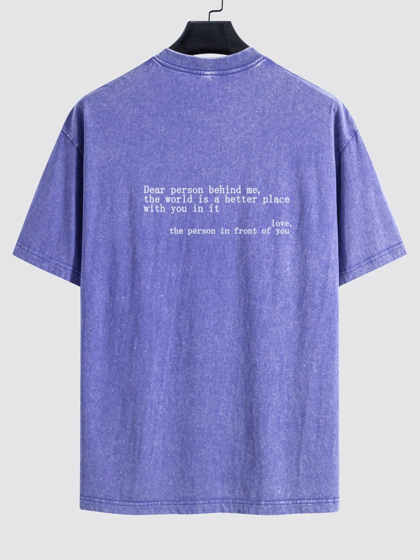 Slogan Print Gewaschenes Distressed Drop Shoulder T-Shirt - Image 17