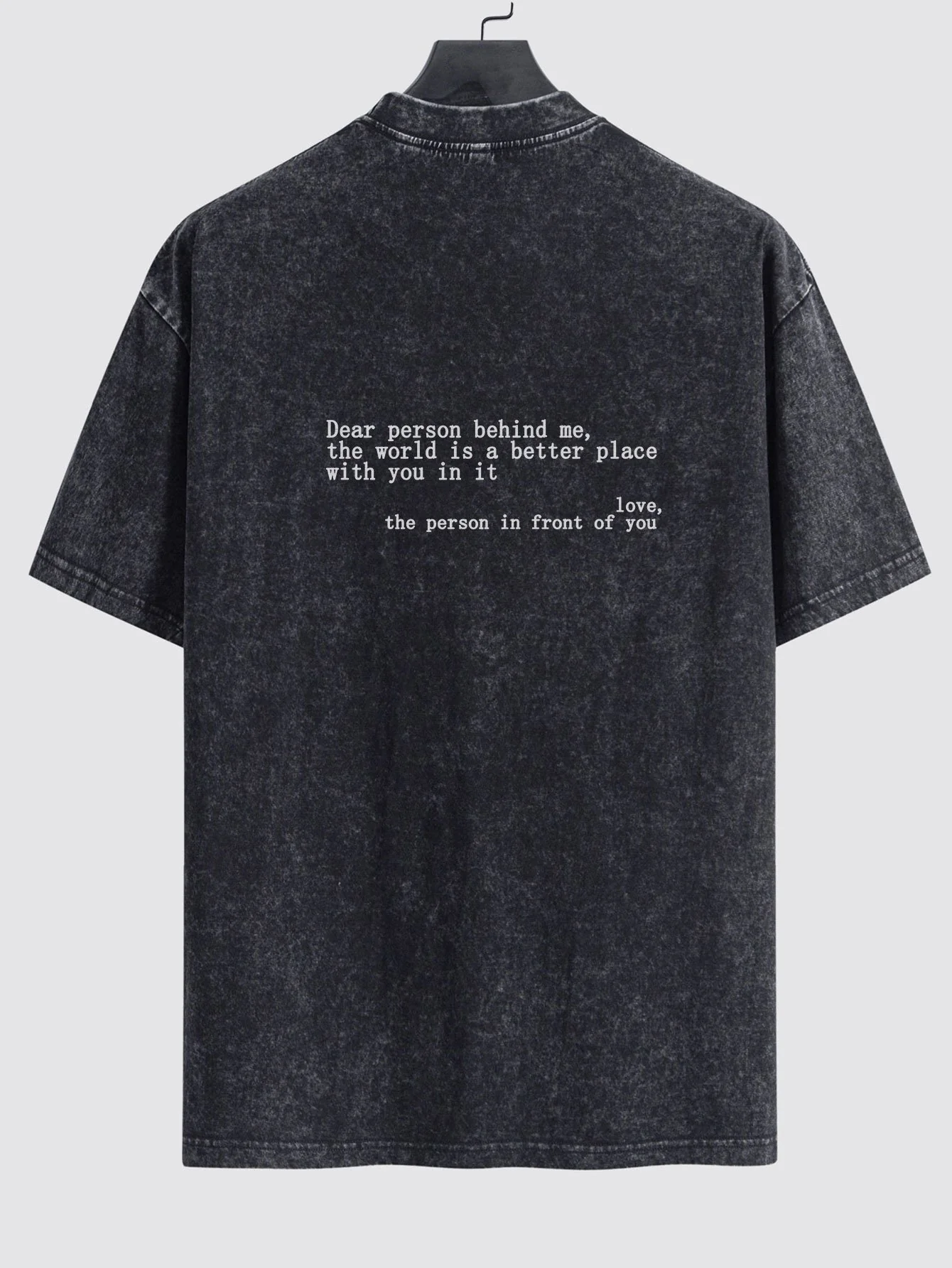 Slogan Print Gewaschenes Distressed Drop Shoulder T-Shirt - Image 2