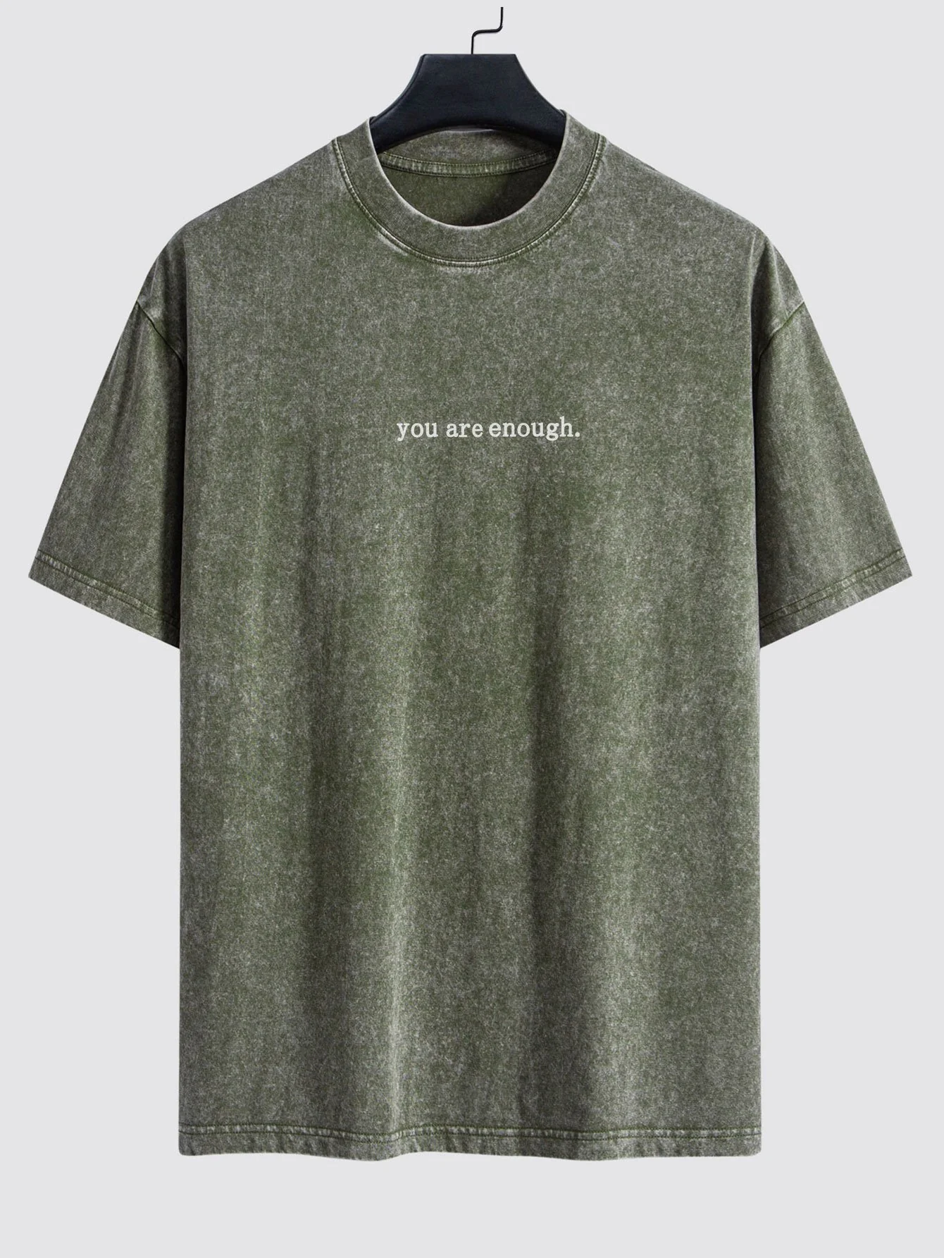 Slogan Print Gewaschenes Distressed Drop Shoulder T-Shirt - Image 3