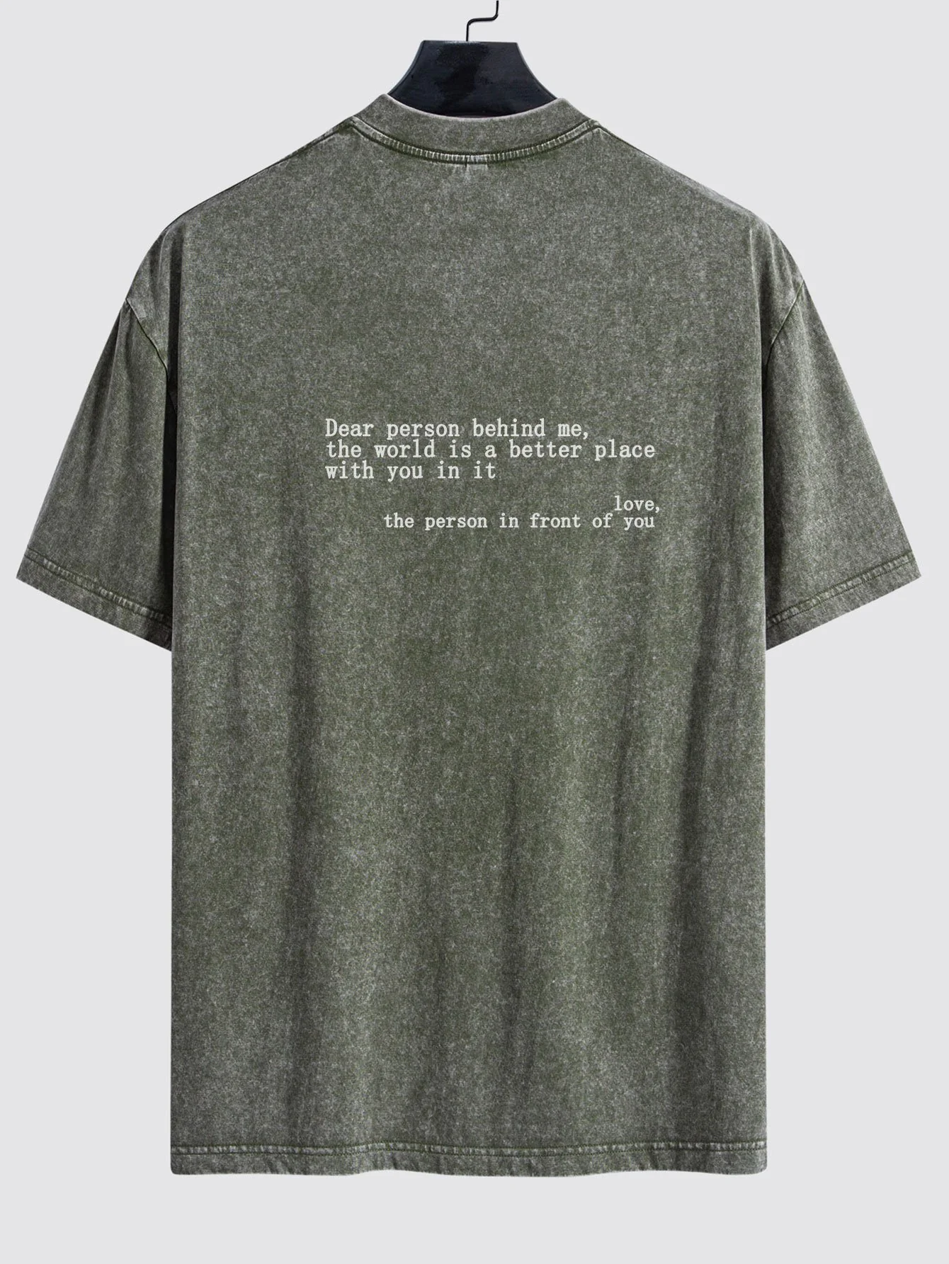 Slogan Print Gewaschenes Distressed Drop Shoulder T-Shirt - Image 4