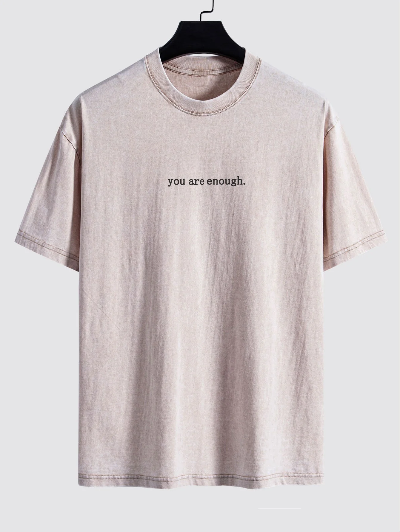 Slogan Print Gewaschenes Distressed Drop Shoulder T-Shirt - Image 5
