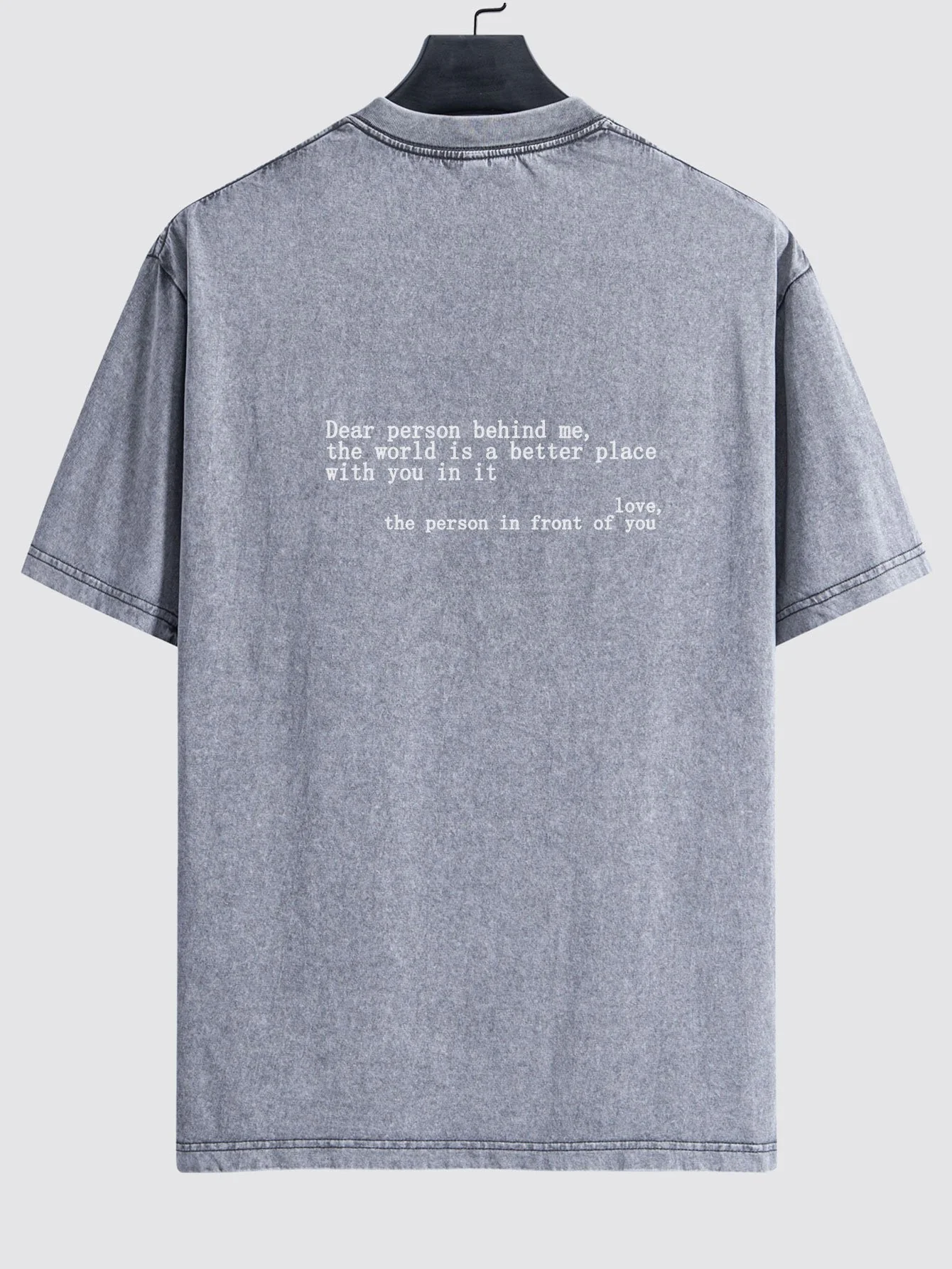 Slogan Print Gewaschenes Distressed Drop Shoulder T-Shirt - Image 8
