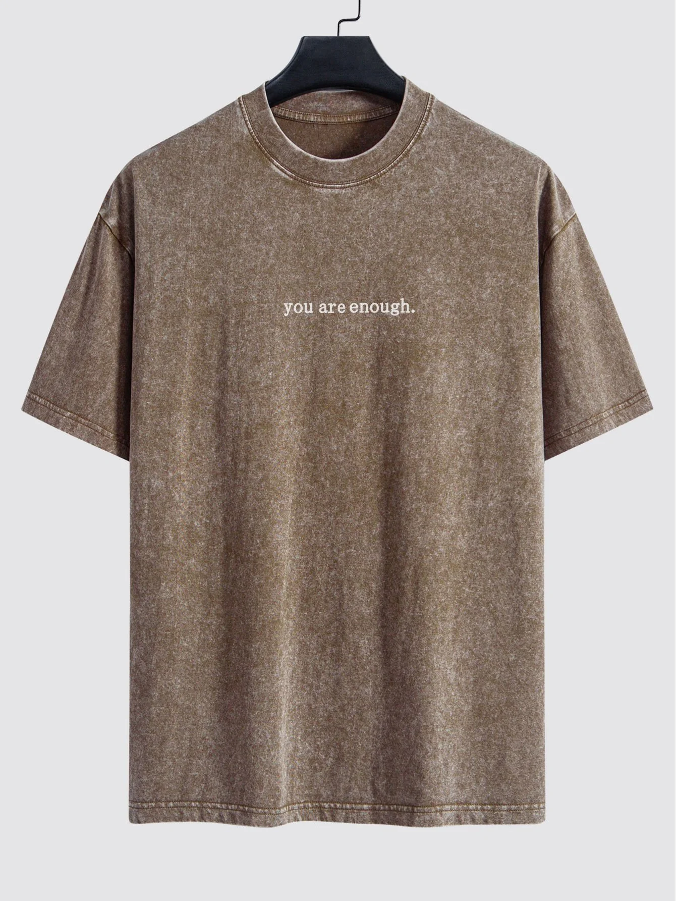 Slogan Print Gewaschenes Distressed Drop Shoulder T-Shirt - Image 9