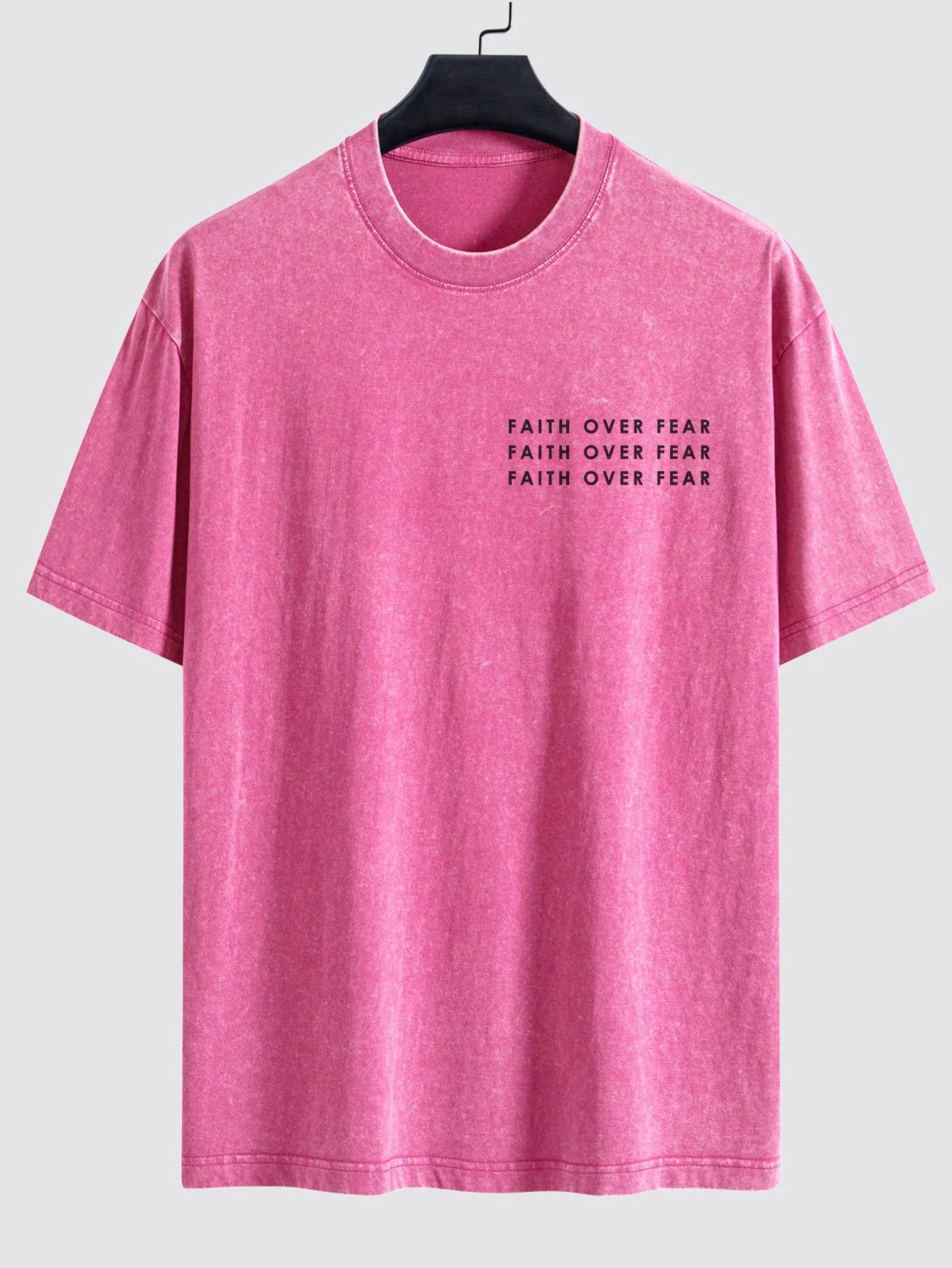 Slogan Print Gewaschenes Distressed Drop Shoulder T-Shirt - Image 13