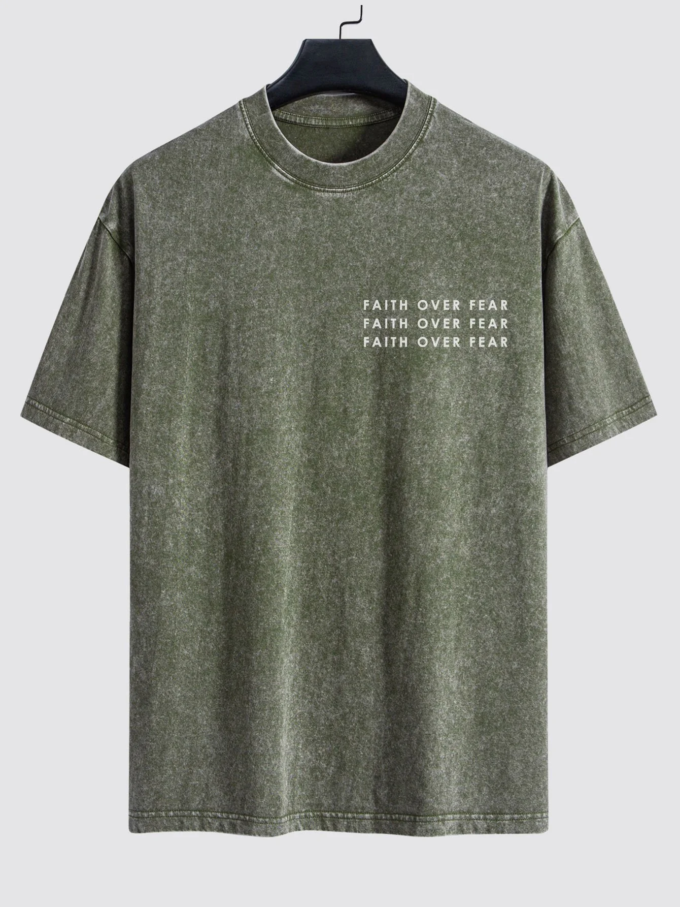 Slogan Print Gewaschenes Distressed Drop Shoulder T-Shirt - Image 4