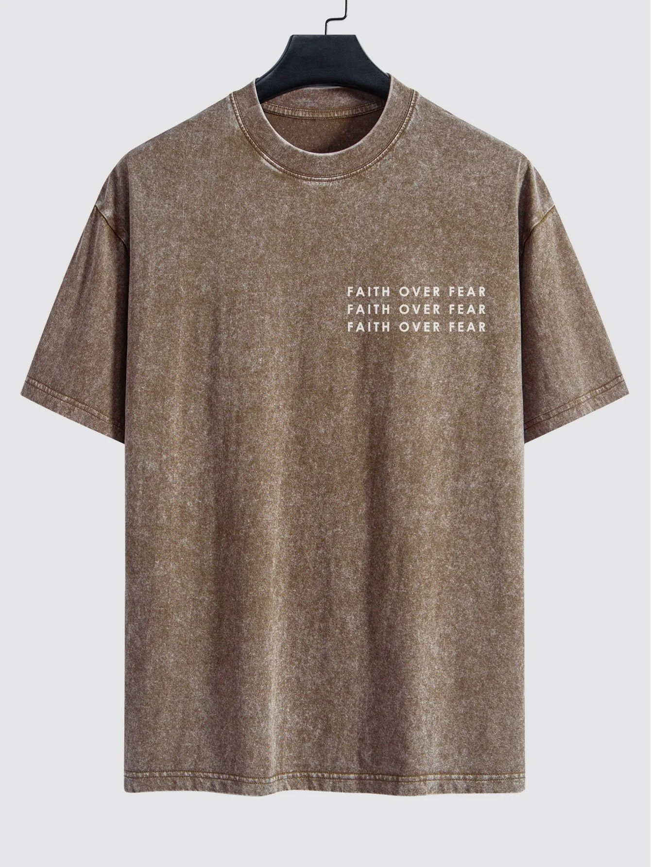 Slogan Print Gewaschenes Distressed Drop Shoulder T-Shirt - Image 6