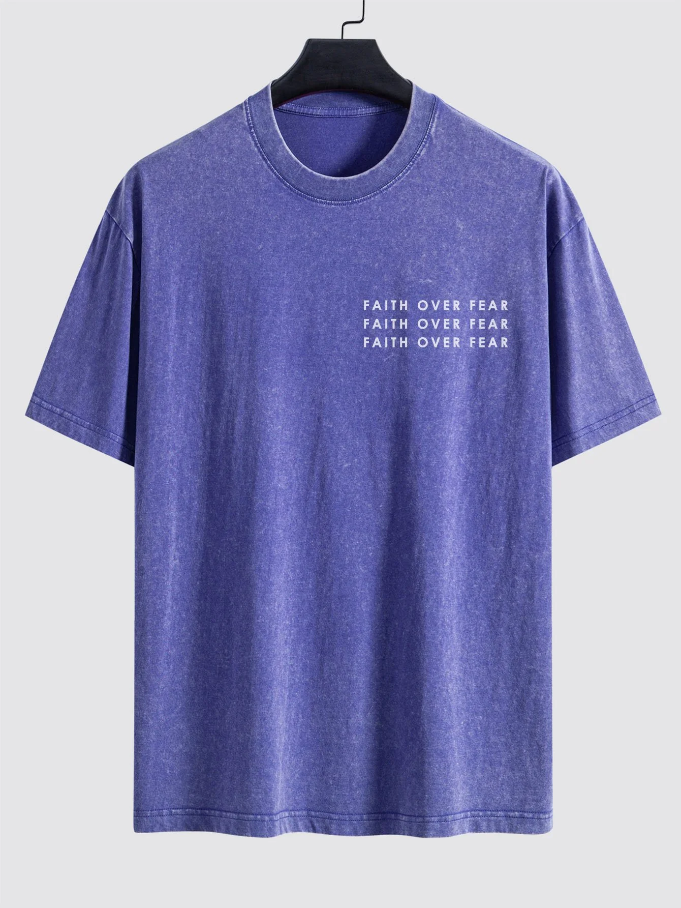 Slogan Print Gewaschenes Distressed Drop Shoulder T-Shirt - Image 7