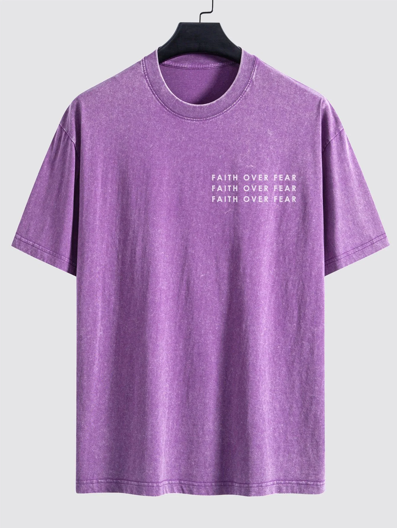 Slogan Print Gewaschenes Distressed Drop Shoulder T-Shirt - Image 8
