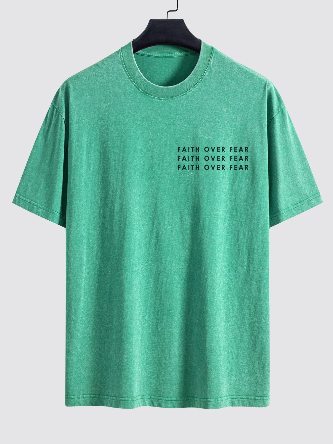 Slogan Print Gewaschenes Distressed Drop Shoulder T-Shirt - Image 9
