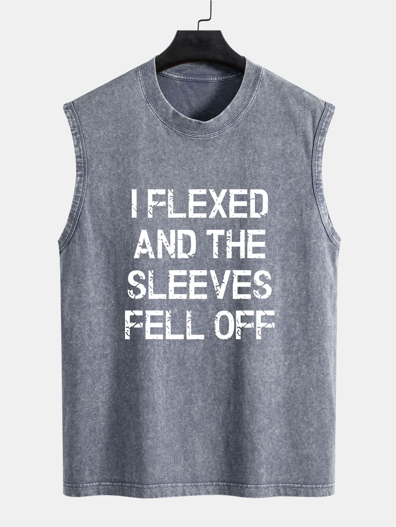 Slogan Print Gewaschenes Distressed Tanktop - Image 2