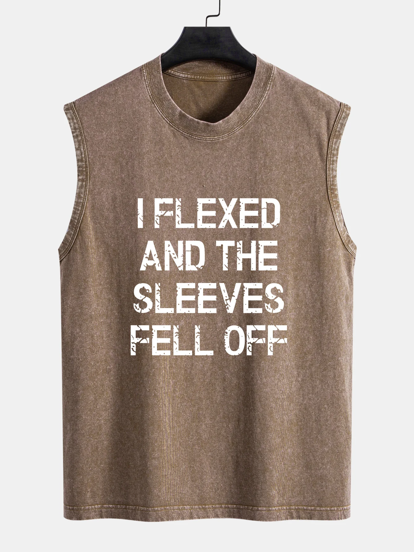 Slogan Print Gewaschenes Distressed Tanktop - Image 3
