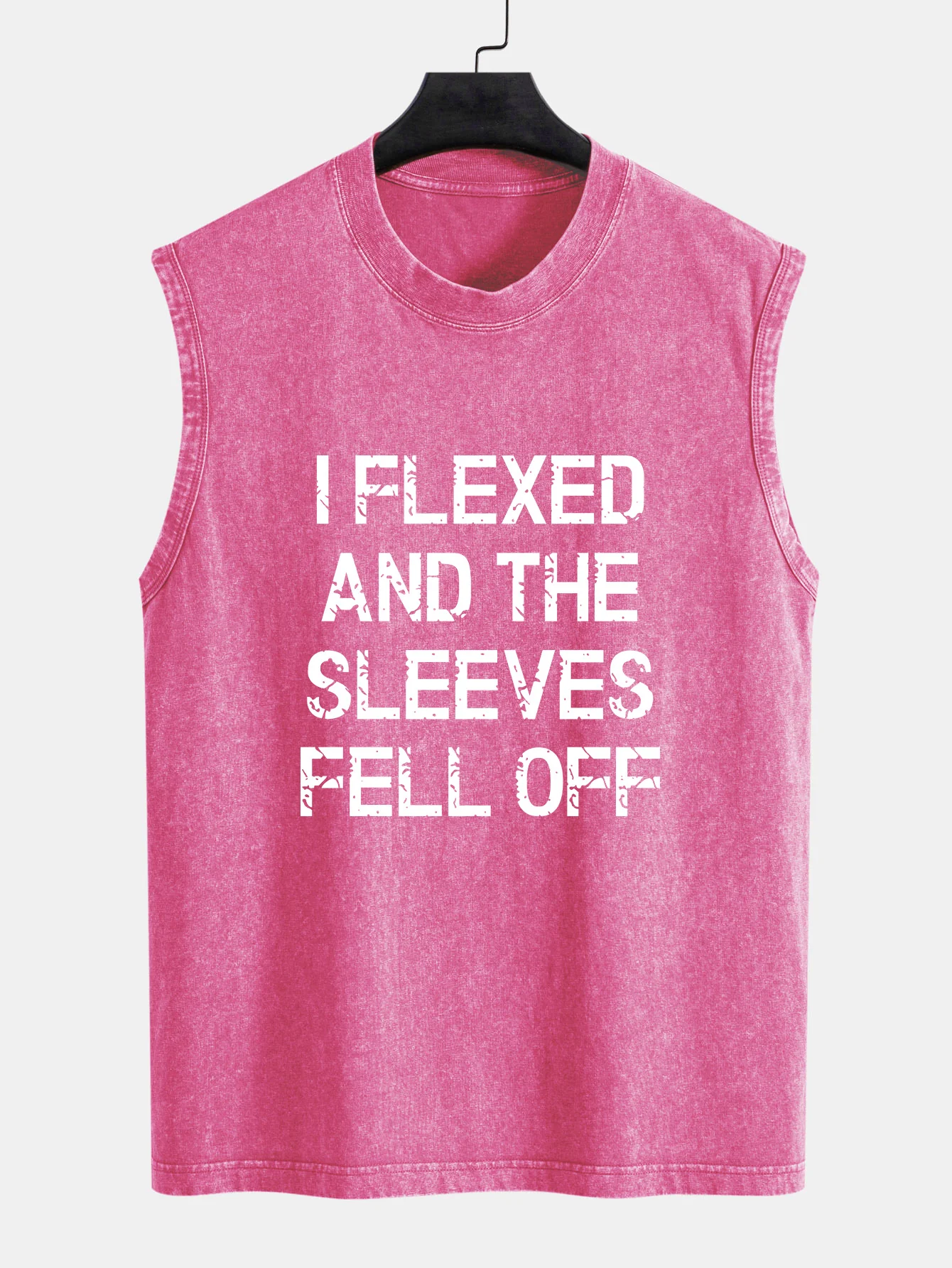 Slogan Print Gewaschenes Distressed Tanktop - Image 4