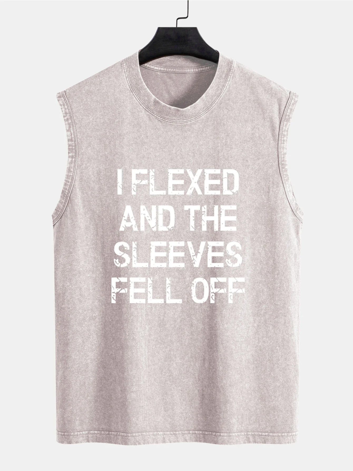 Slogan Print Gewaschenes Distressed Tanktop - Image 5