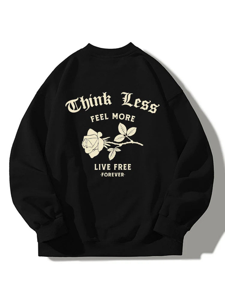 Slogan Rose Rückenprint Lässiger Sweatshirt - Image 3