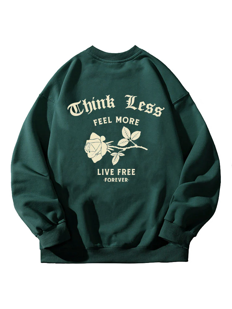 Slogan Rose Rückenprint Lässiger Sweatshirt - Image 5