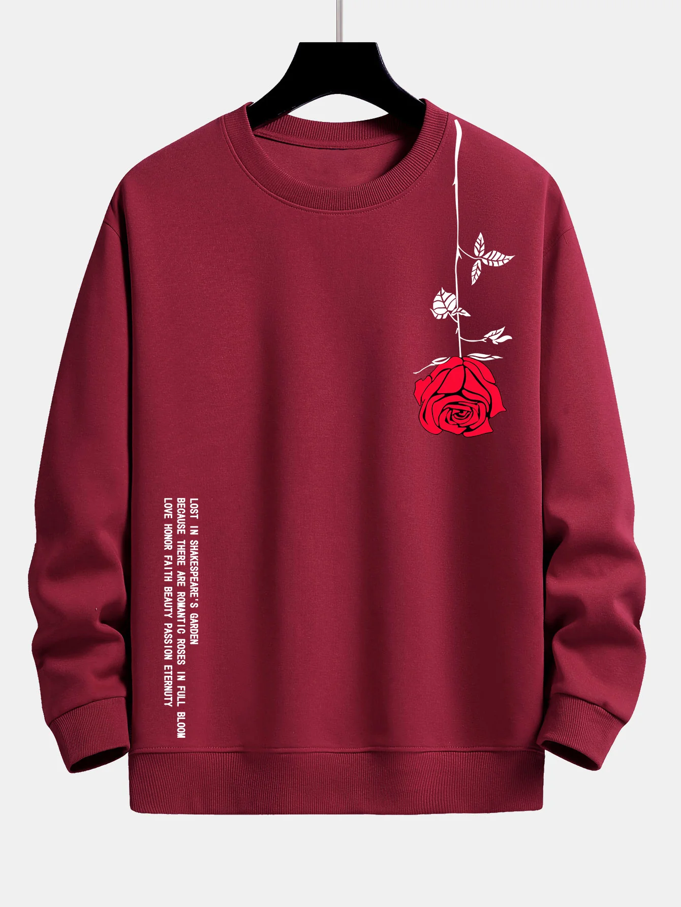 Slogan-Rosen-Print Relaxed Fit Sweatshirt - Image 10