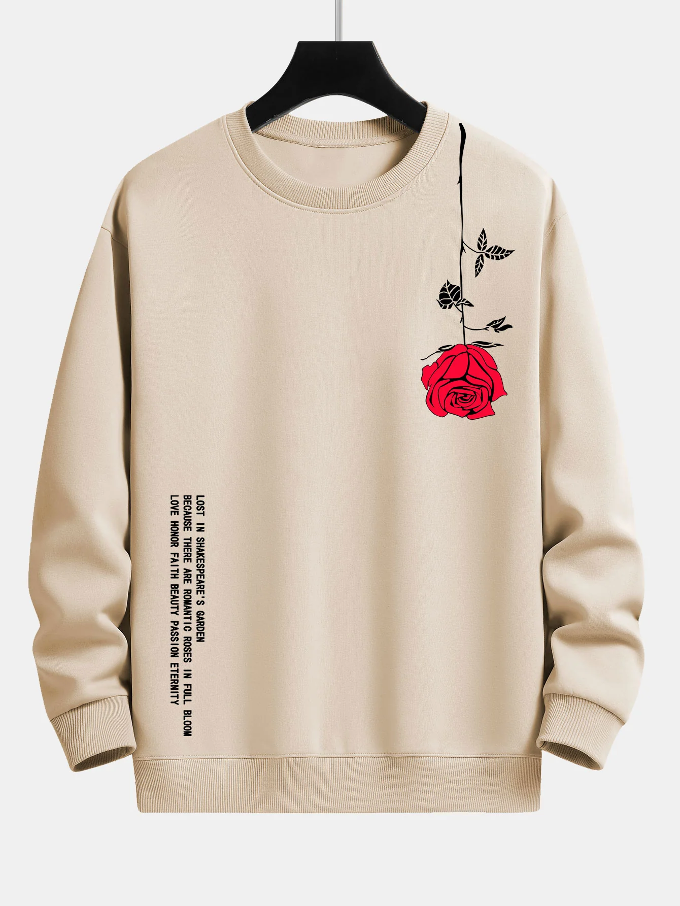 Slogan-Rosen-Print Relaxed Fit Sweatshirt - Image 2