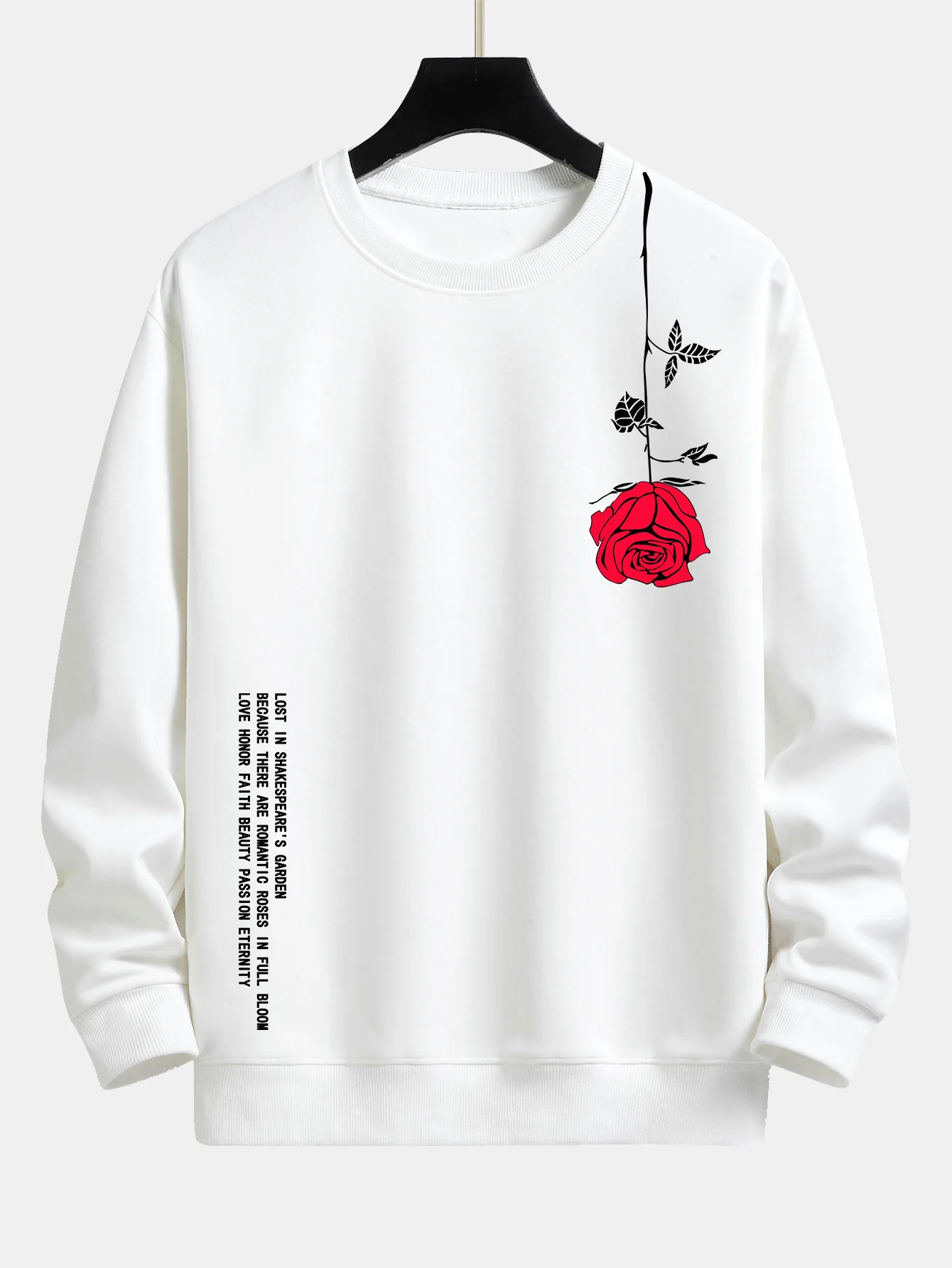 Slogan-Rosen-Print Relaxed Fit Sweatshirt - Image 3