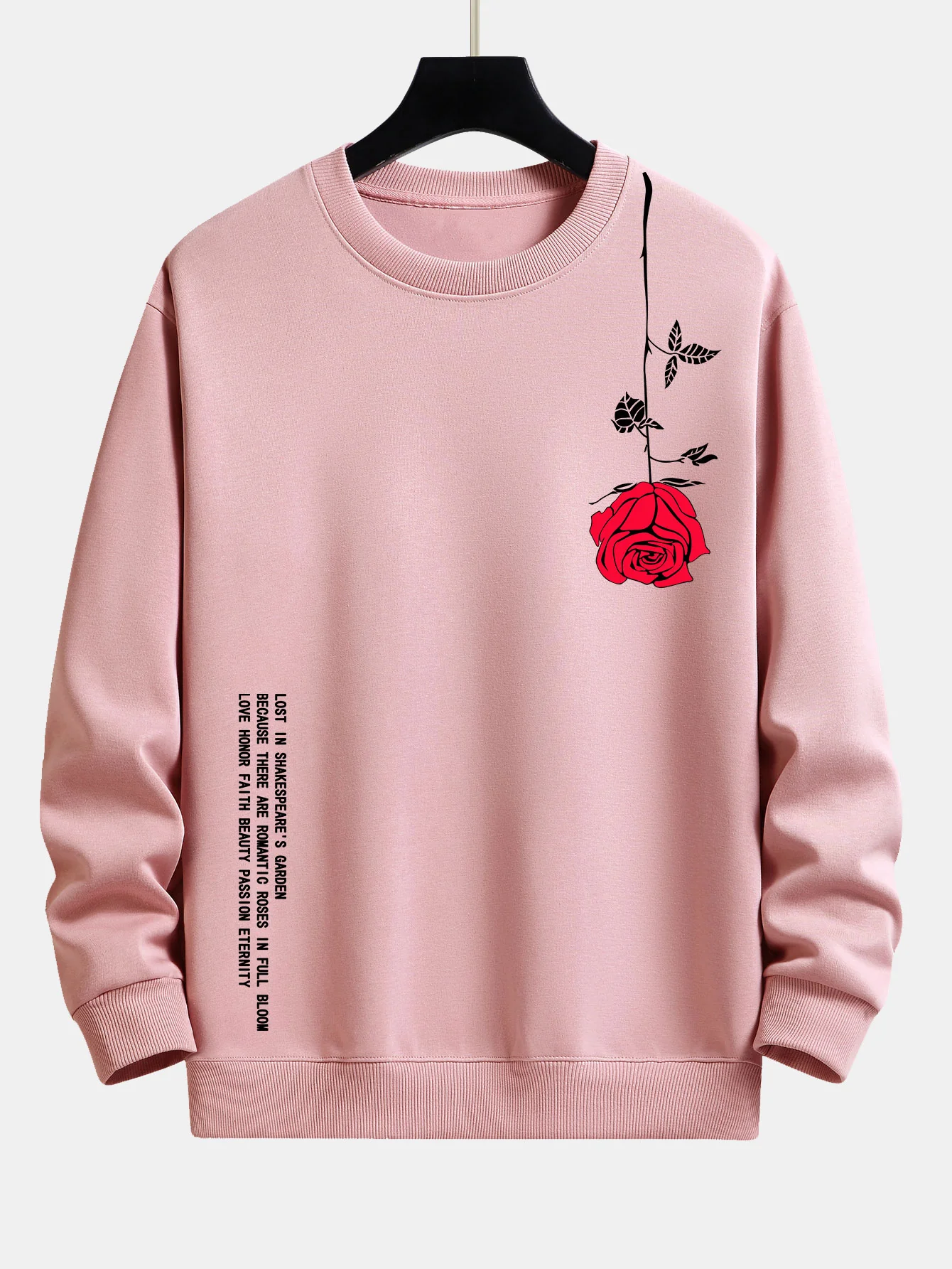 Slogan-Rosen-Print Relaxed Fit Sweatshirt - Image 4