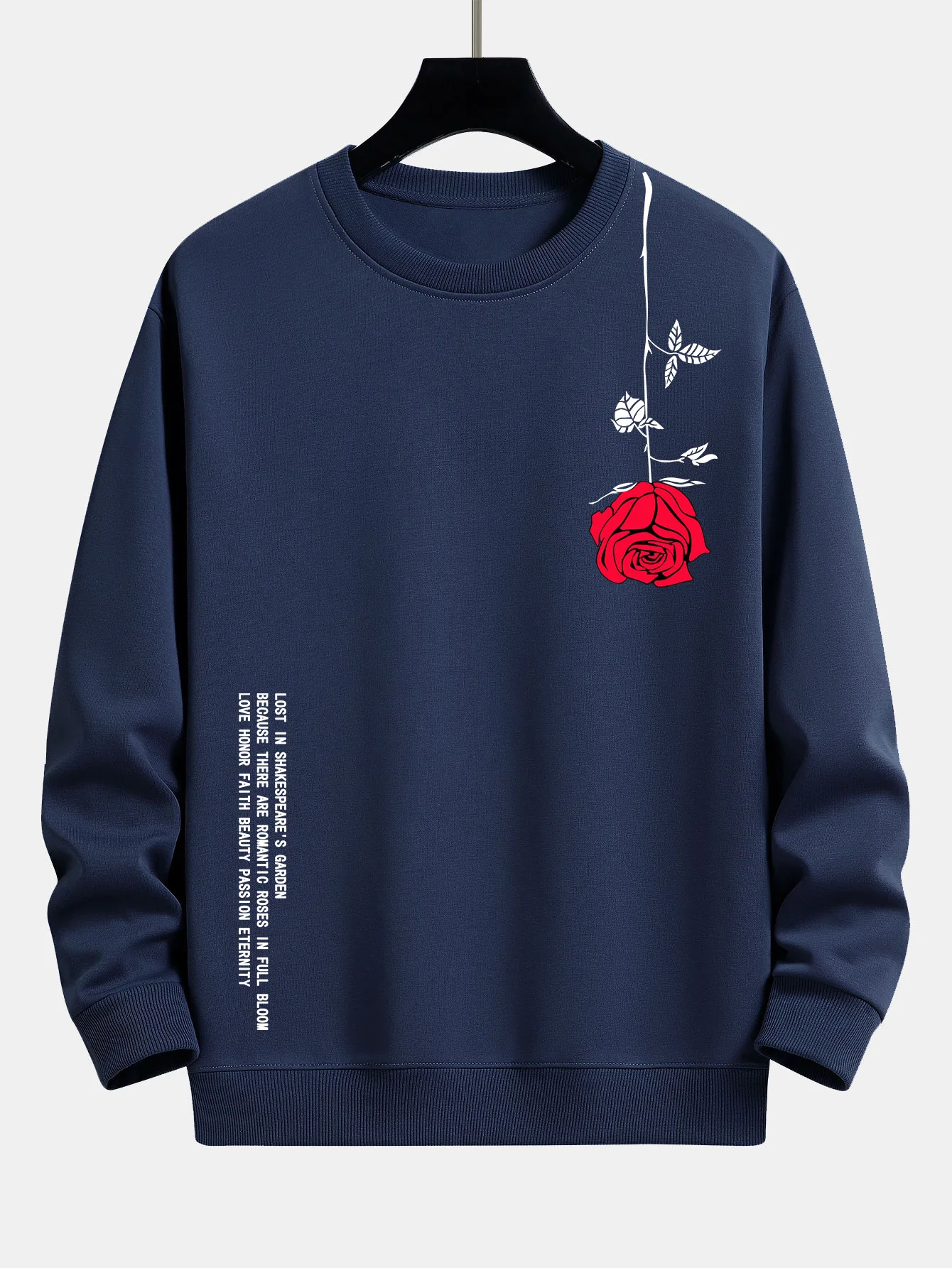 Slogan-Rosen-Print Relaxed Fit Sweatshirt - Image 5