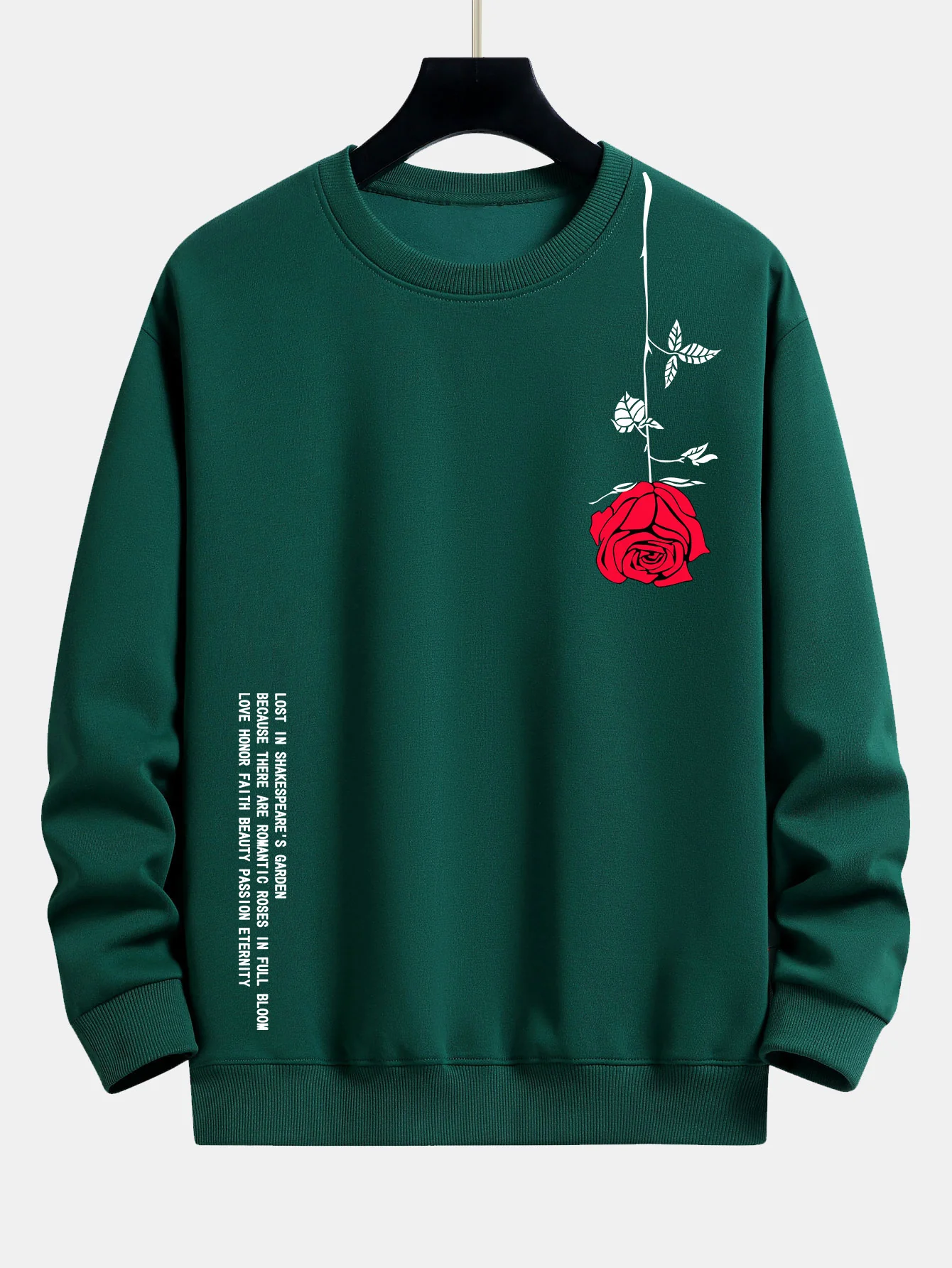 Slogan-Rosen-Print Relaxed Fit Sweatshirt - Image 6