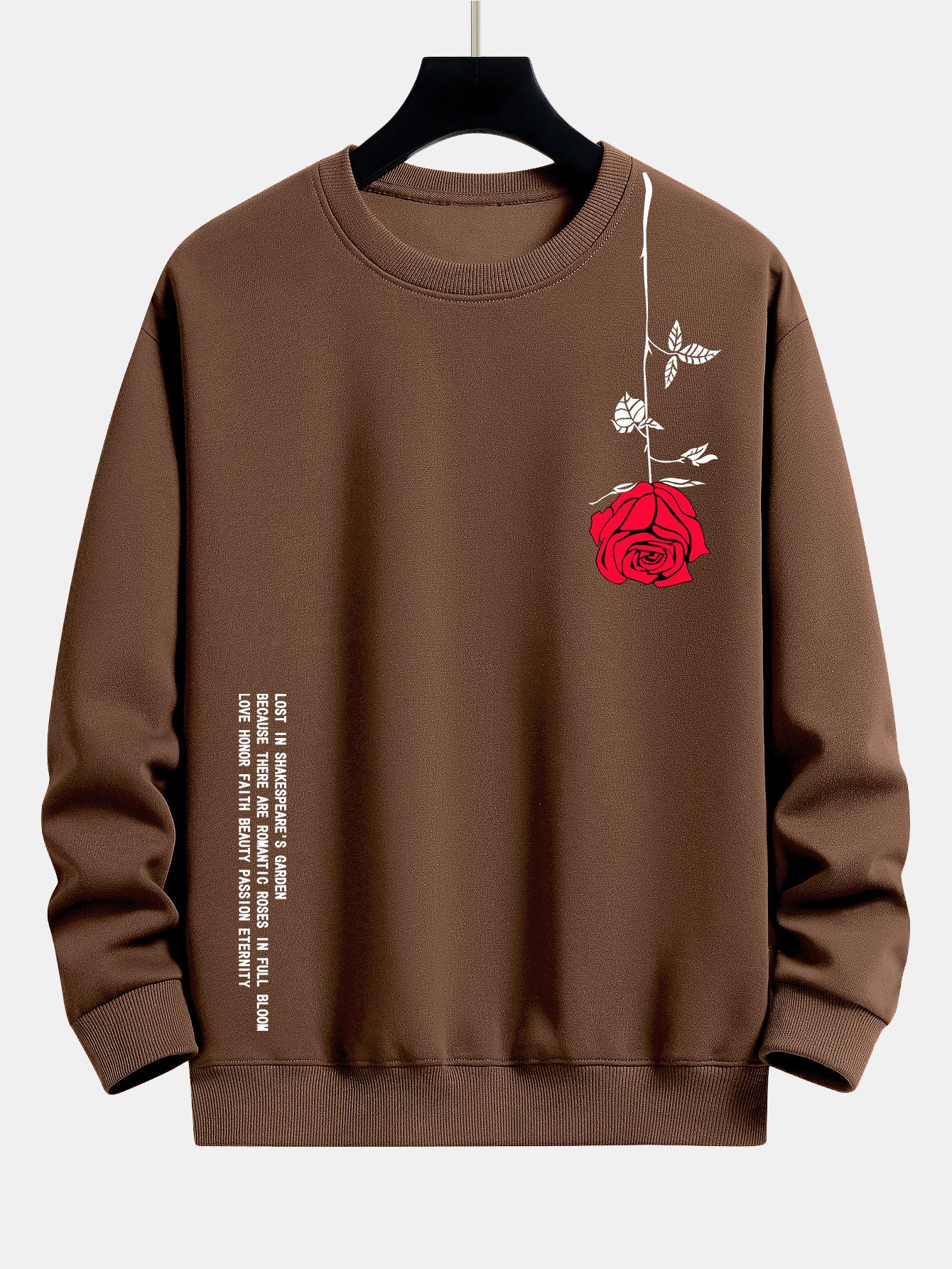 Slogan-Rosen-Print Relaxed Fit Sweatshirt - Image 7