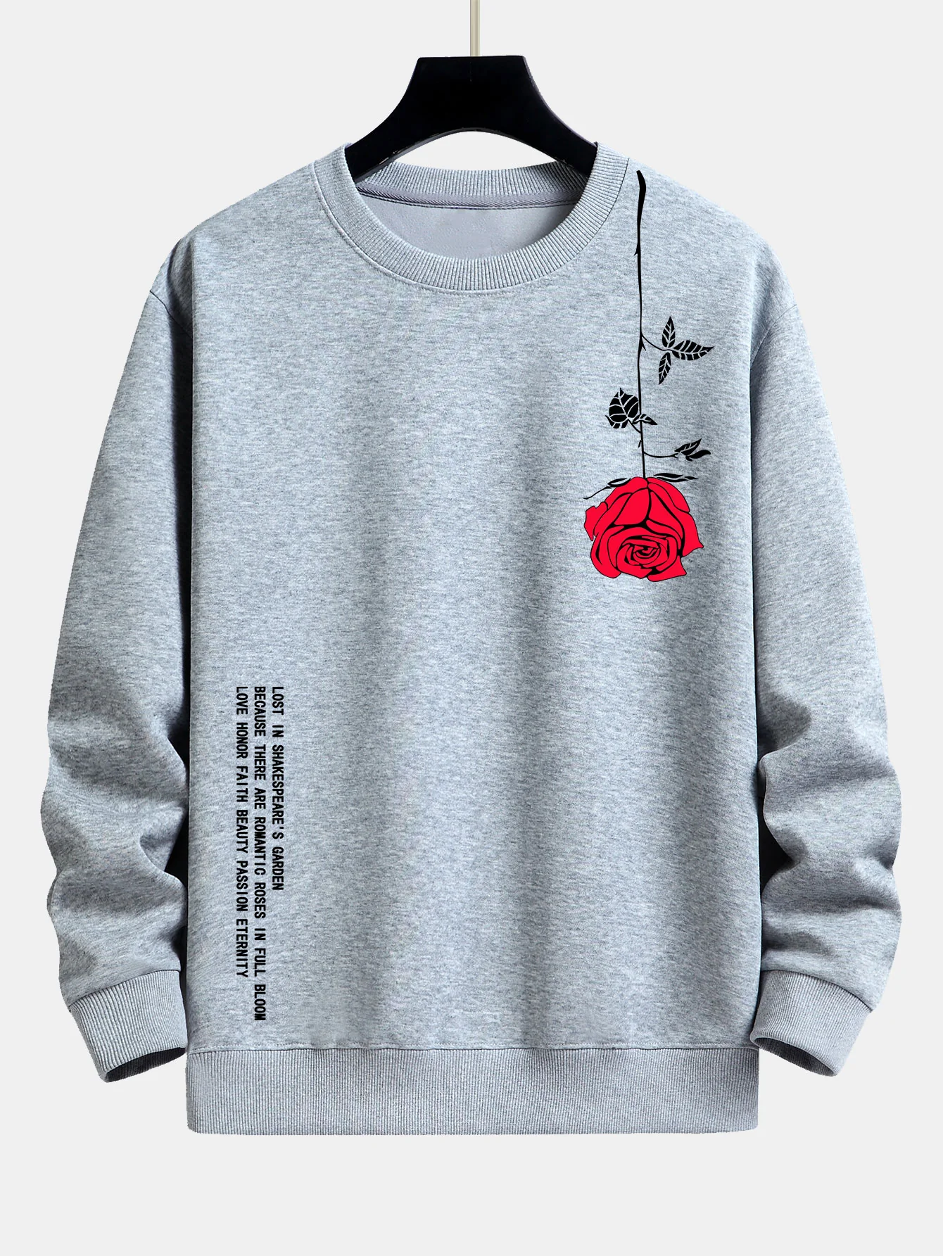 Slogan-Rosen-Print Relaxed Fit Sweatshirt - Image 8