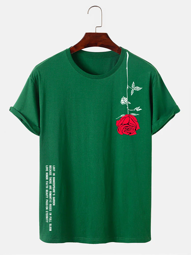Slogan-Rosen-Print-T-Shirt - Image 11