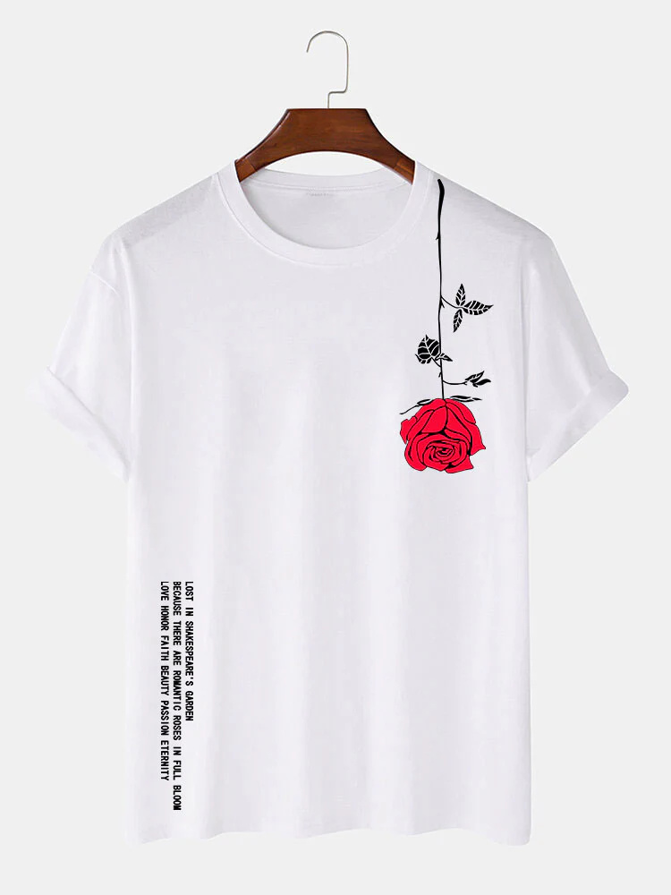 Slogan-Rosen-Print-T-Shirt - Image 3