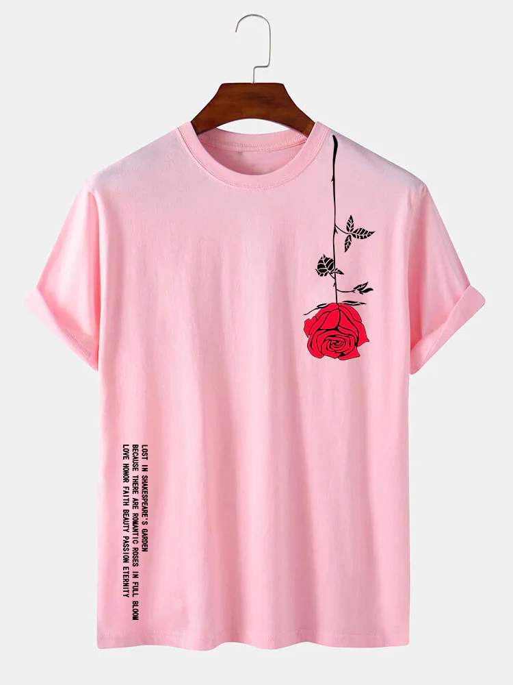 Slogan-Rosen-Print-T-Shirt - Image 4