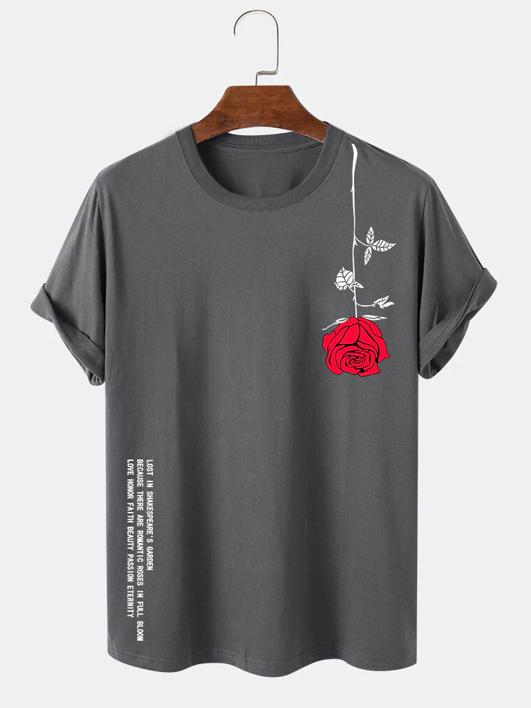 Slogan-Rosen-Print-T-Shirt - Image 5