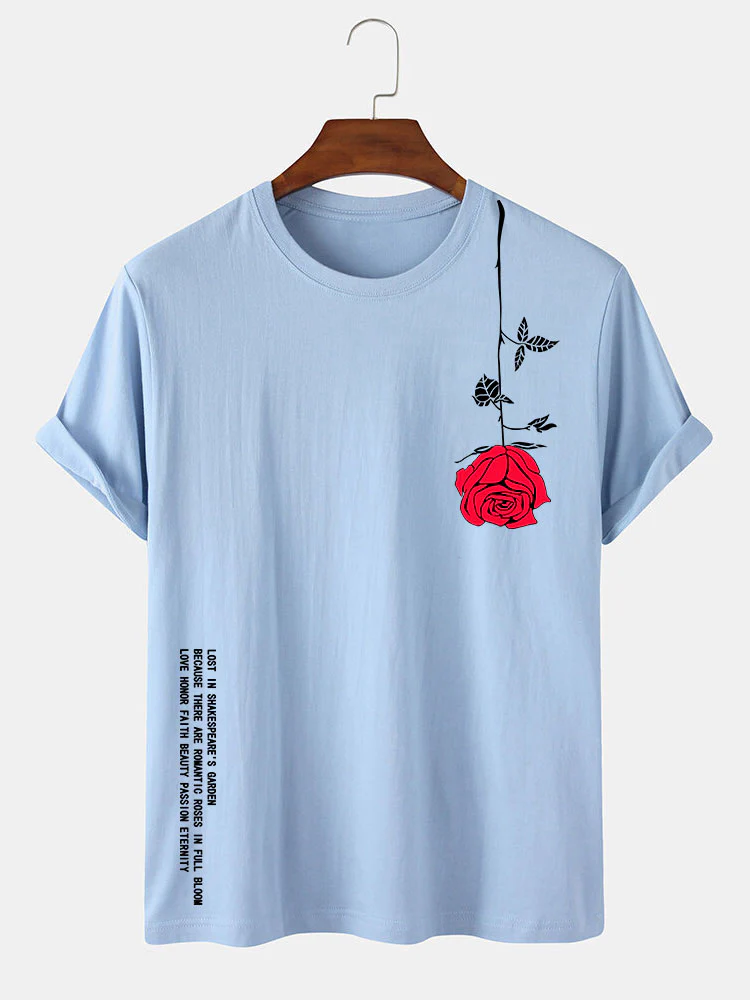 Slogan-Rosen-Print-T-Shirt - Image 8