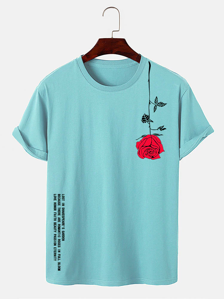 Slogan-Rosen-Print-T-Shirt - Image 9