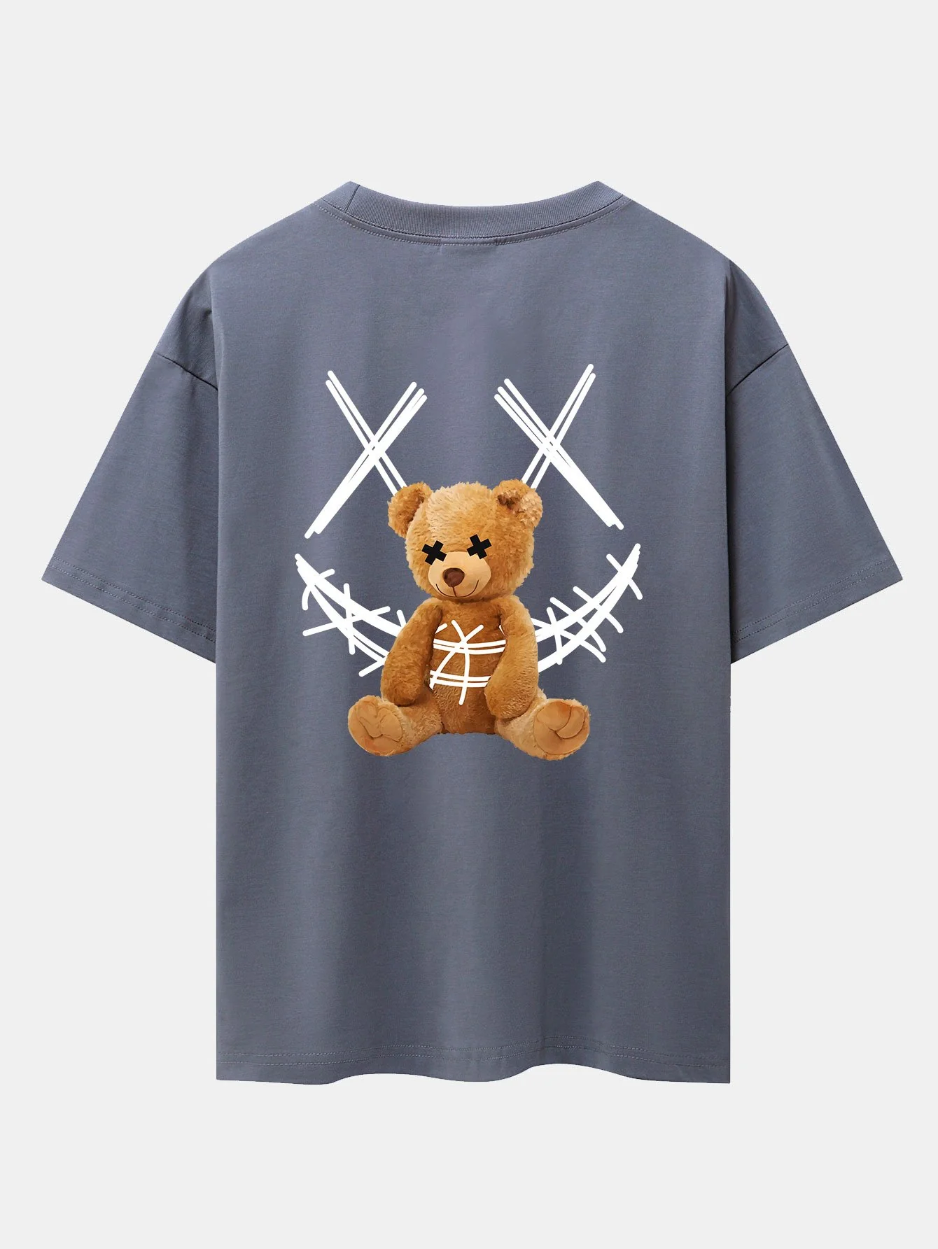 Smiley Bear Rückenprint Schwergewicht Oversize T-Shirt