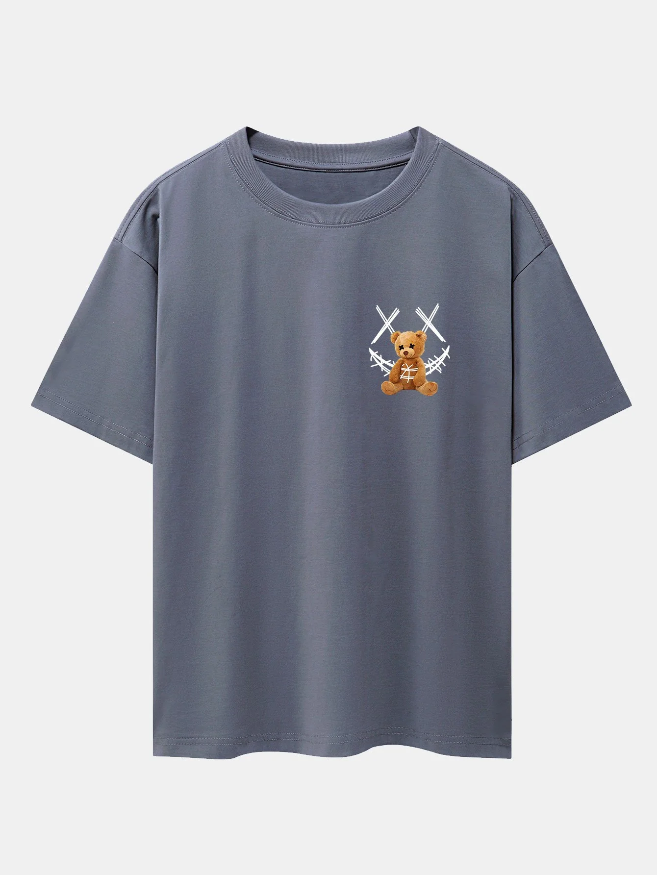 Smiley Bear Rückenprint Schwergewicht Oversize T-Shirt - Image 2