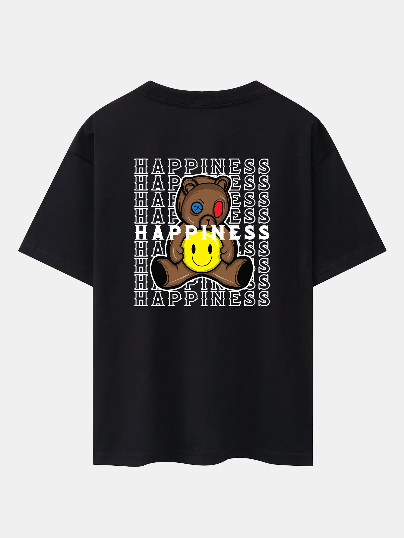 Smiley Bear Rückenprint Schwergewicht Oversize T-Shirt