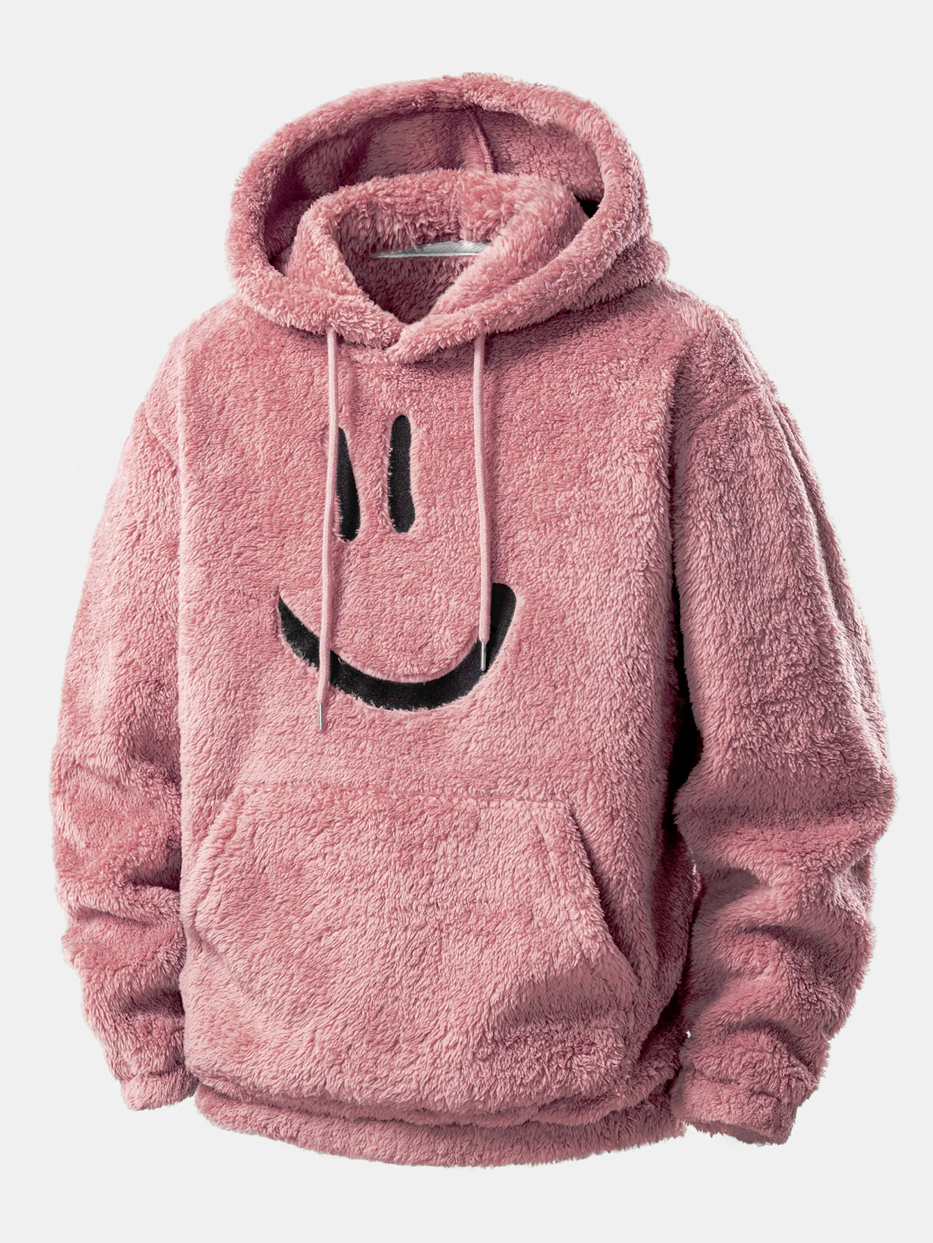 Smiley Face Embroidered Teddy Hoodie - Image 4
