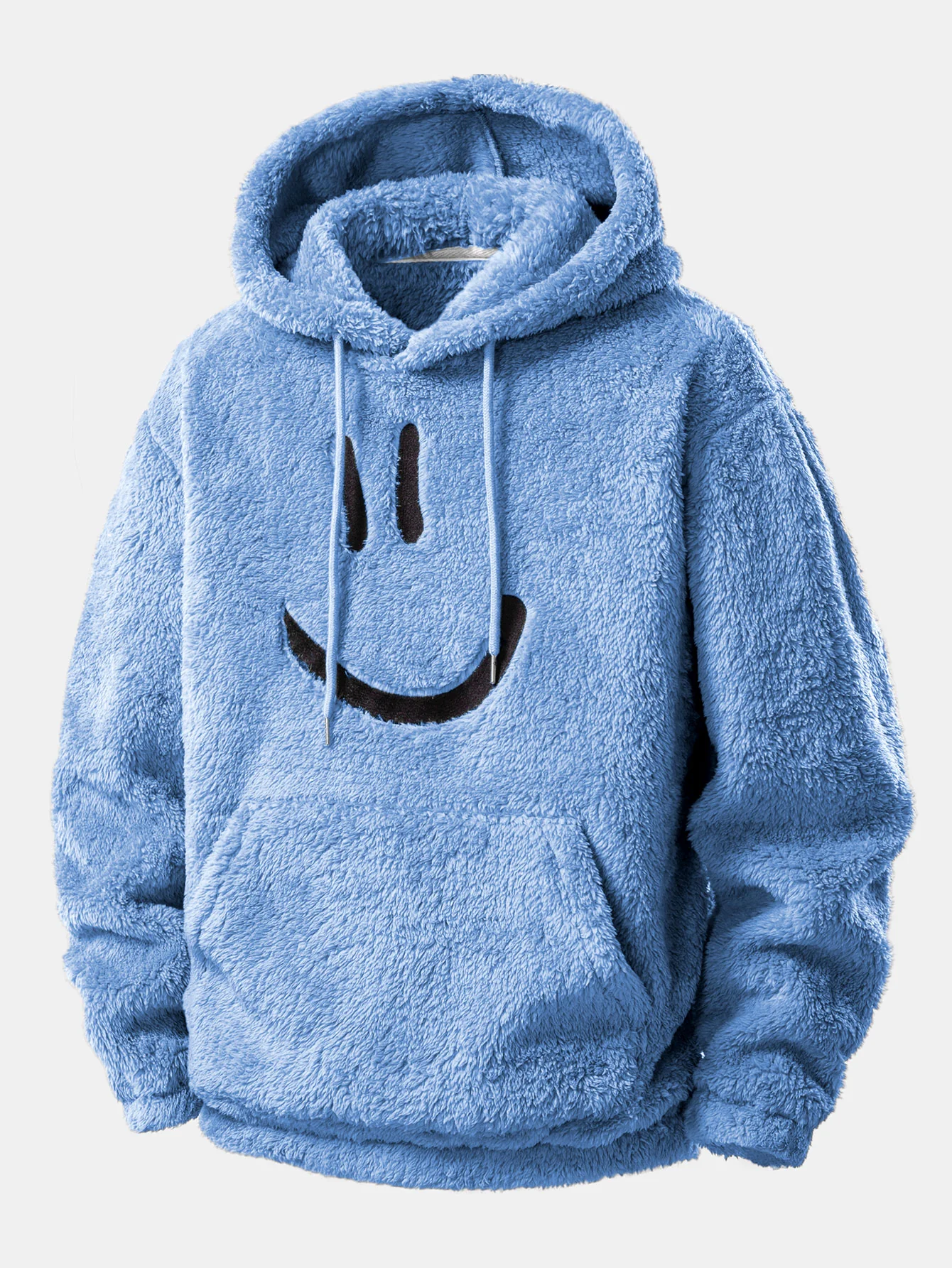 Smiley Face Embroidered Teddy Hoodie - Image 5