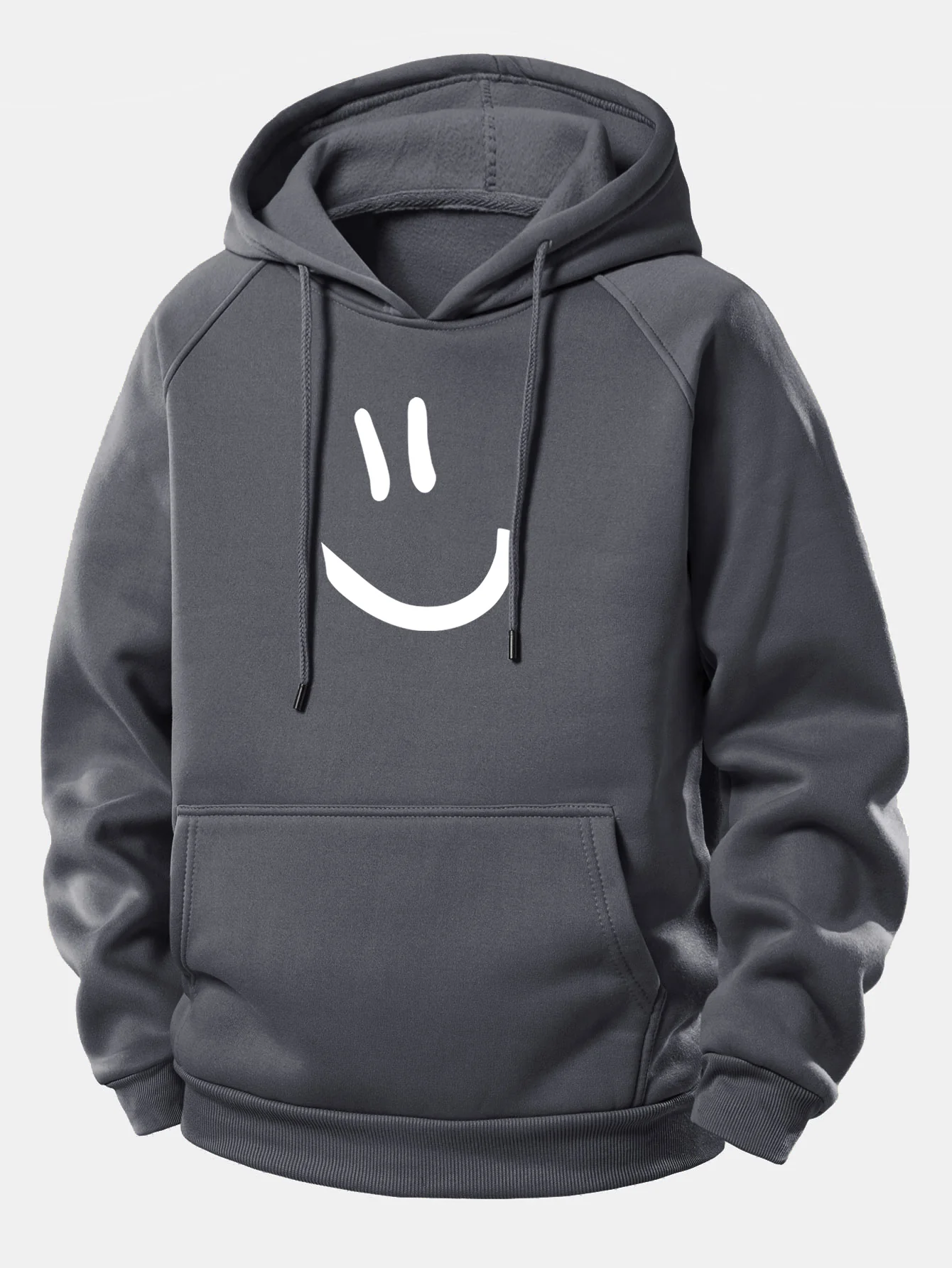 Smiley Face Print Drawstring Hoodie - Image 10