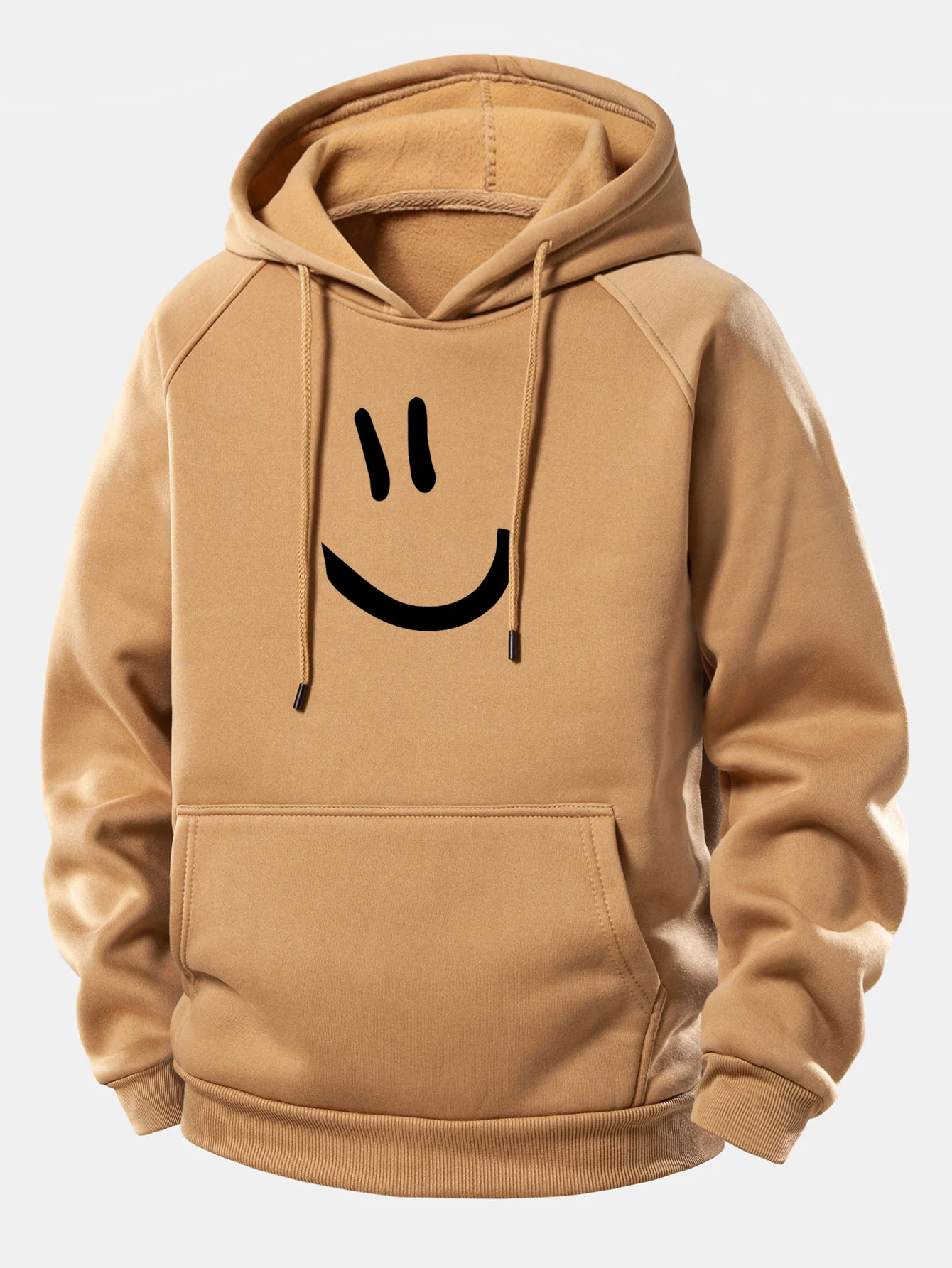 Smiley Face Print Drawstring Hoodie - Image 11