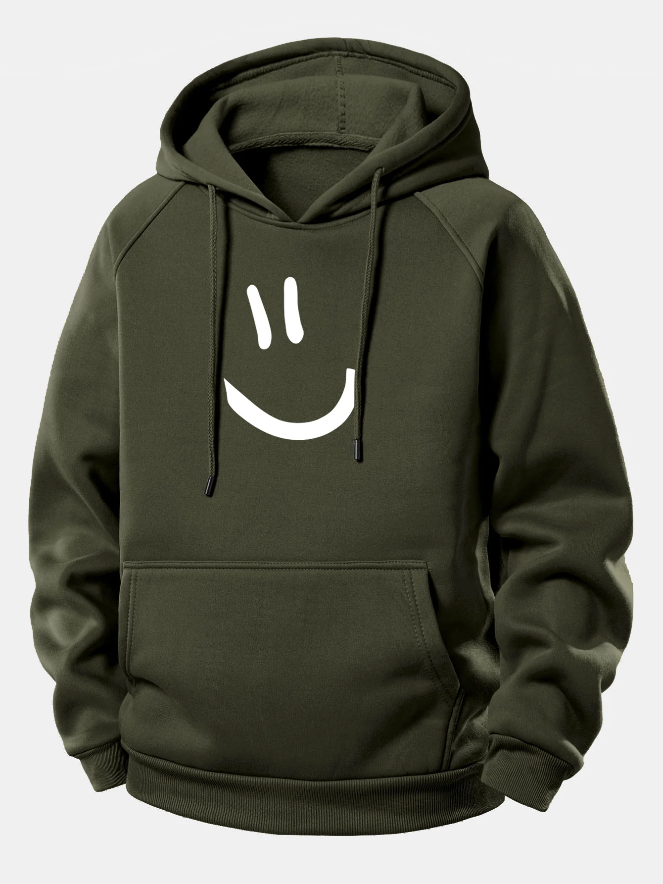 Smiley Face Print Drawstring Hoodie - Image 13