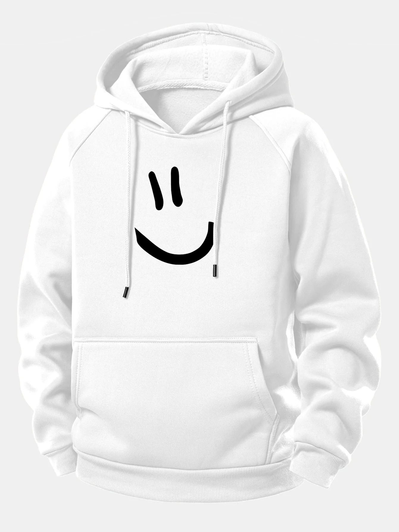 Smiley Face Print Drawstring Hoodie - Image 4
