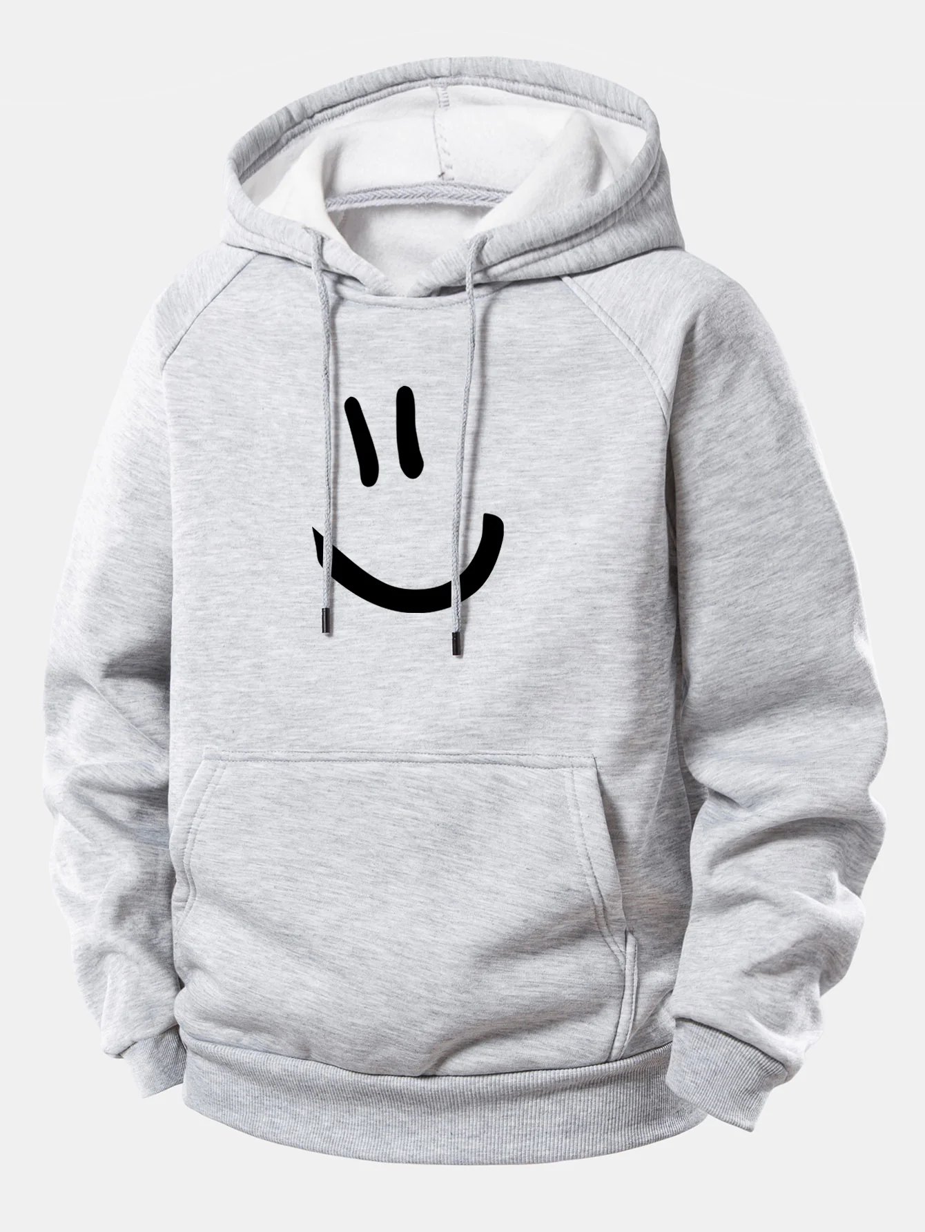 Smiley Face Print Drawstring Hoodie - Image 5