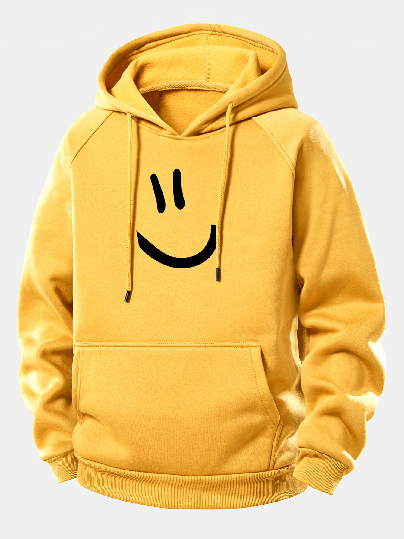 Smiley Face Print Drawstring Hoodie - Image 6
