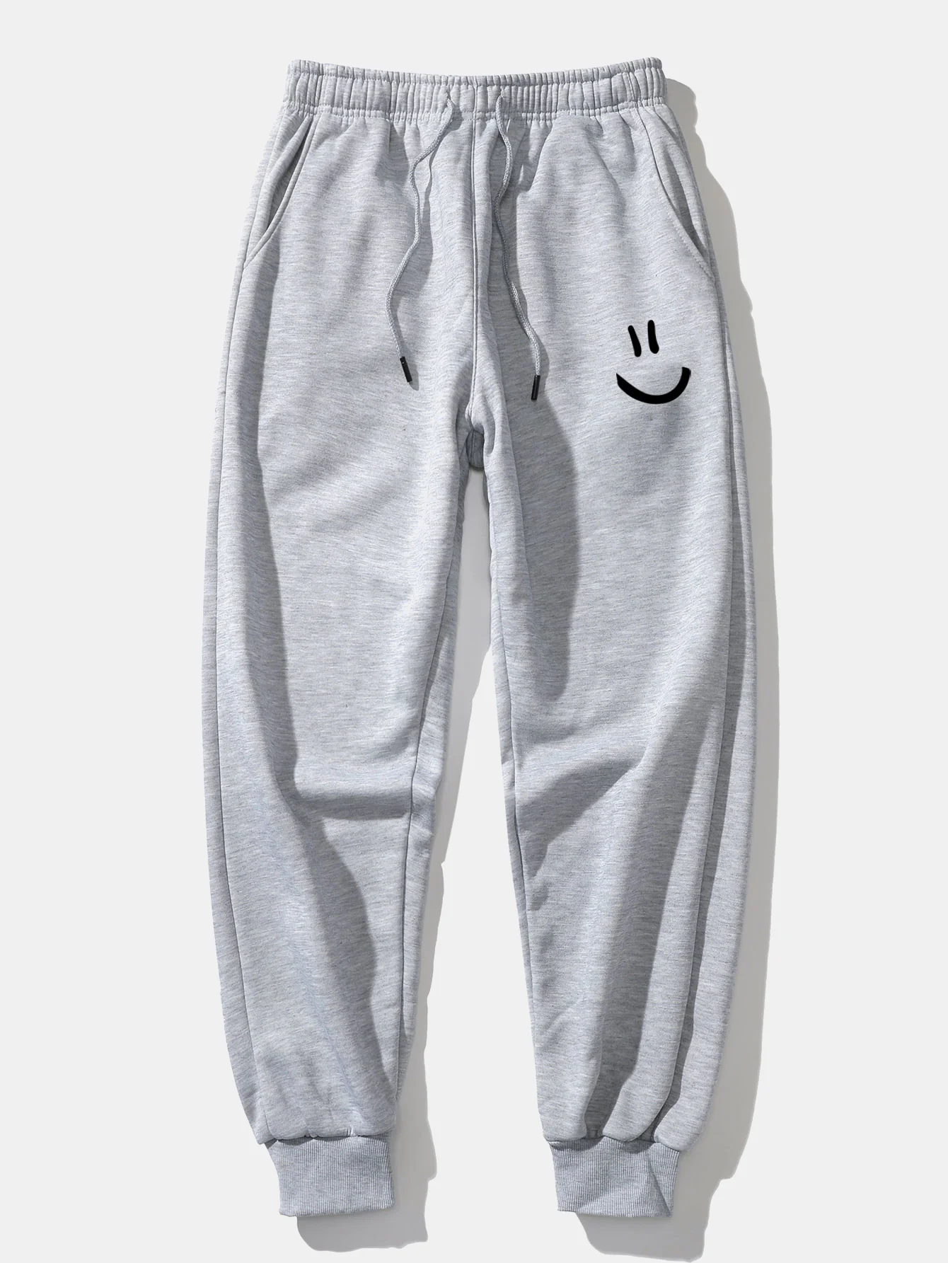 Smiley Face Print Drawstring Hoodie & Smiley Face Print Jogger Pants - Image 13