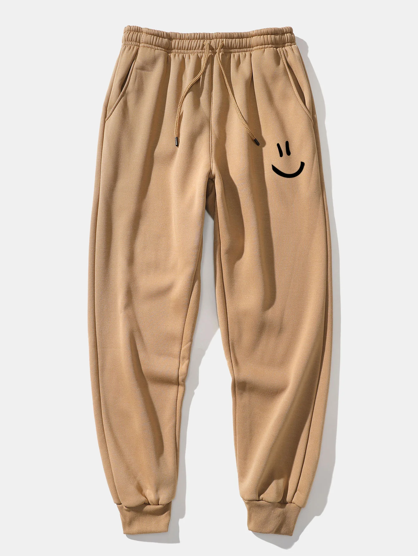 Smiley Face Print Drawstring Hoodie & Smiley Face Print Jogger Pants - Image 14