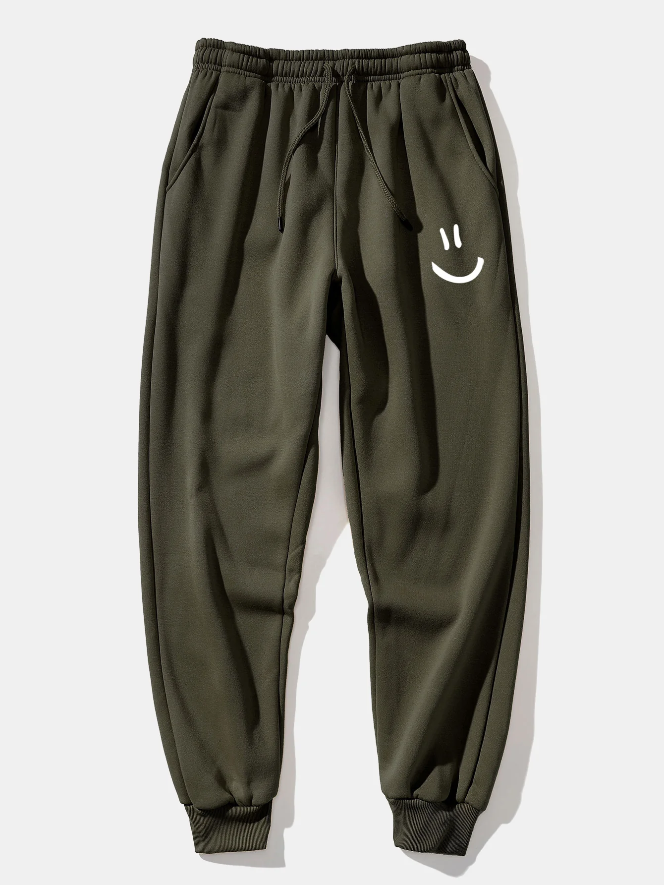 Smiley Face Print Drawstring Hoodie & Smiley Face Print Jogger Pants - Image 16