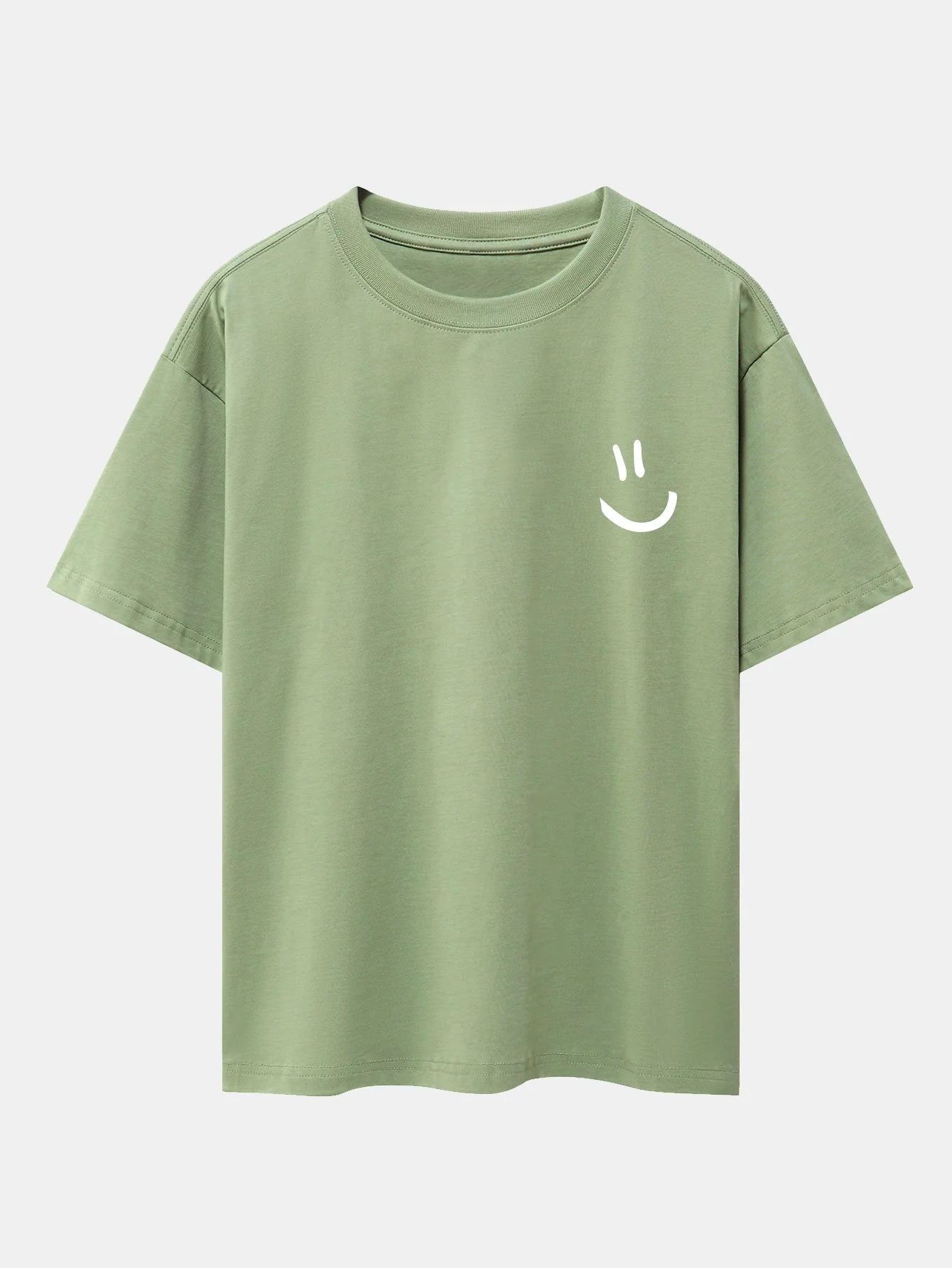 Smiley-Gesicht-Print Drop-Shoulder Oversize T-Shirt - Image 11