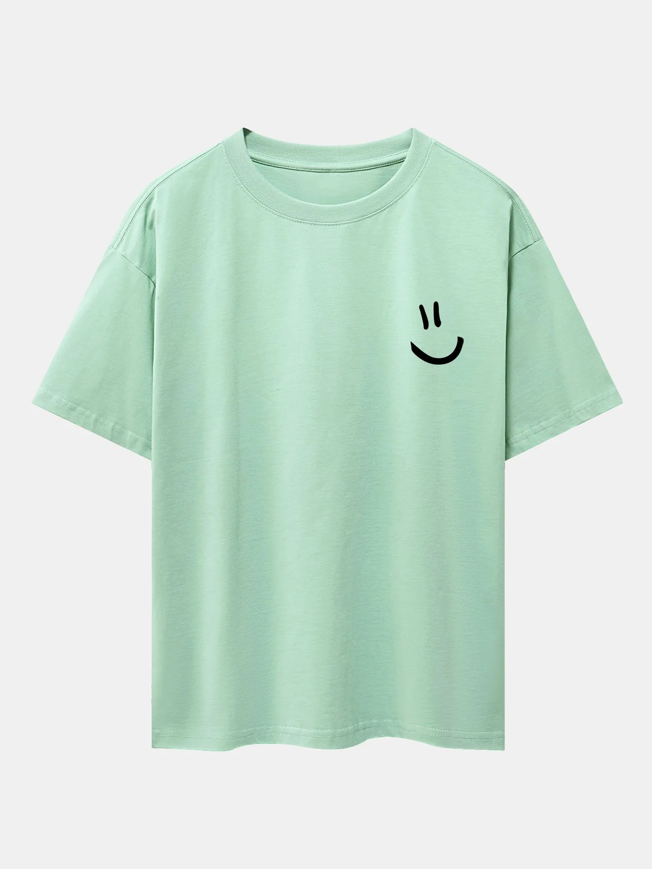 Smiley-Gesicht-Print Drop-Shoulder Oversize T-Shirt - Image 12